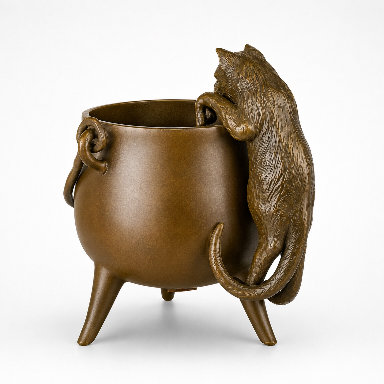 Cat Climbing Pot | Animal Sculptures | Home Decor | Handcrafted