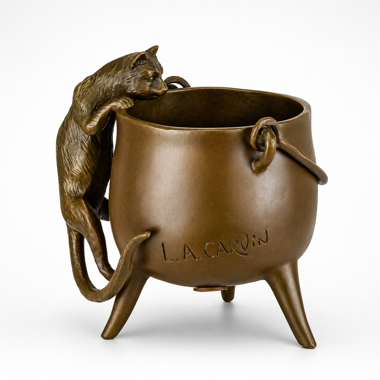 Cat Climbing Pot | Animal Sculptures | Home Decor | Handcrafted