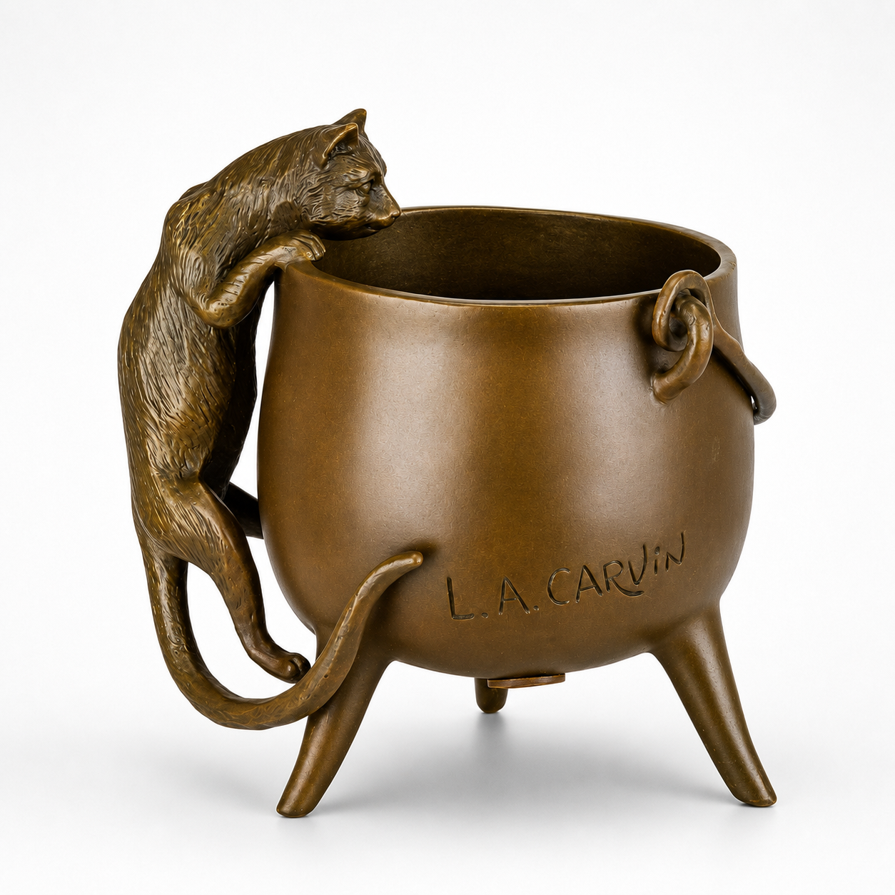 Cat Climbing Pot | Animal Sculptures | Home Decor | Handcrafted