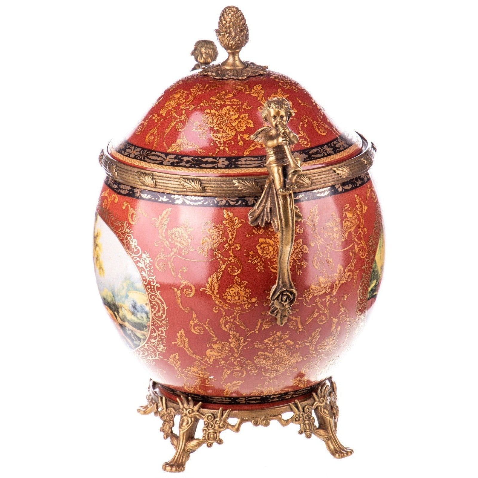 Rococo Cherub Lidded Urn | Handcrafted Porcelain Decor