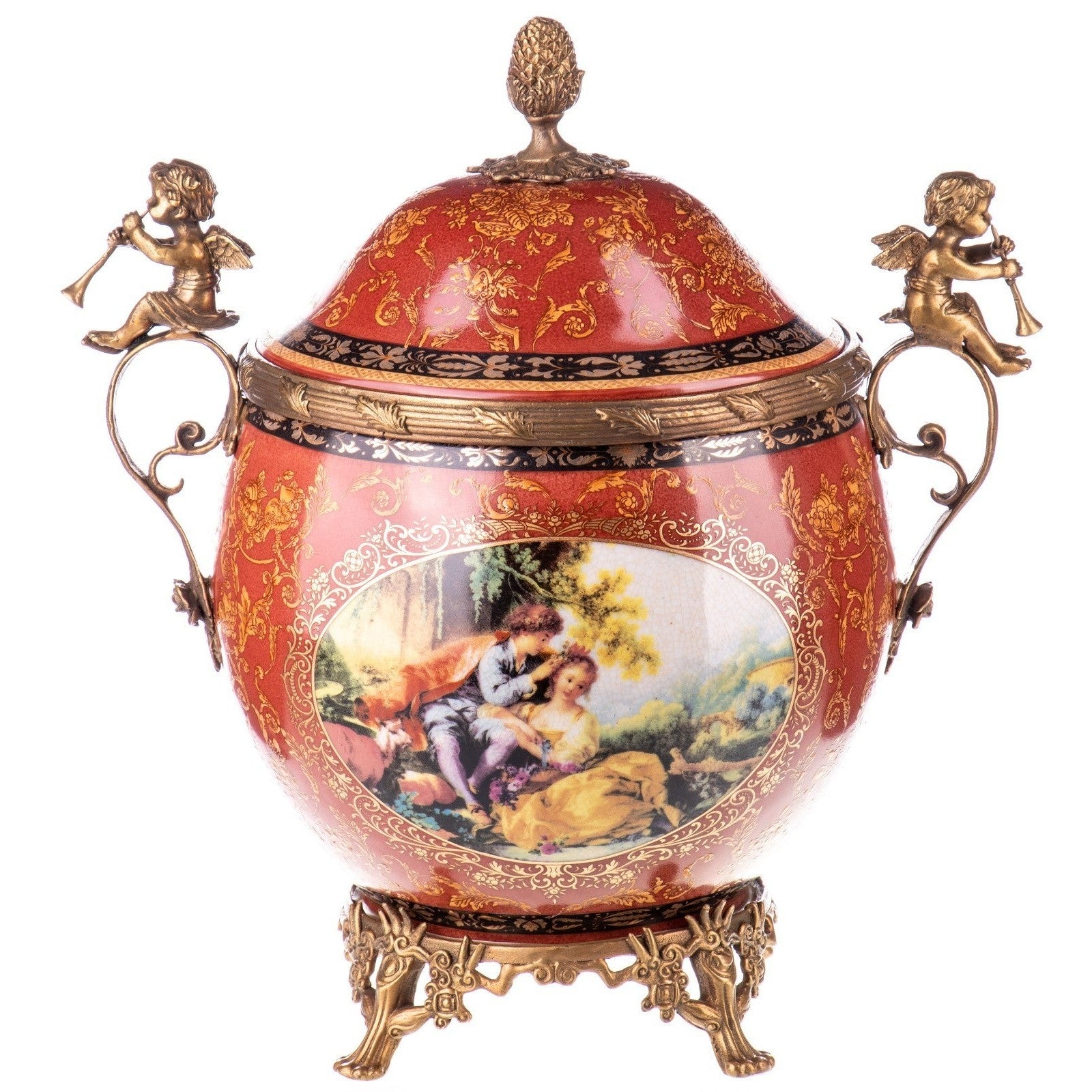 Rococo Cherub Lidded Urn | Handcrafted Porcelain Decor