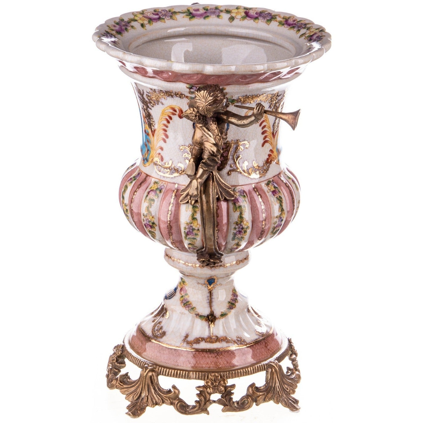 Cherub Handle Porcelain Urn | Handcrafted Porcelain Decor