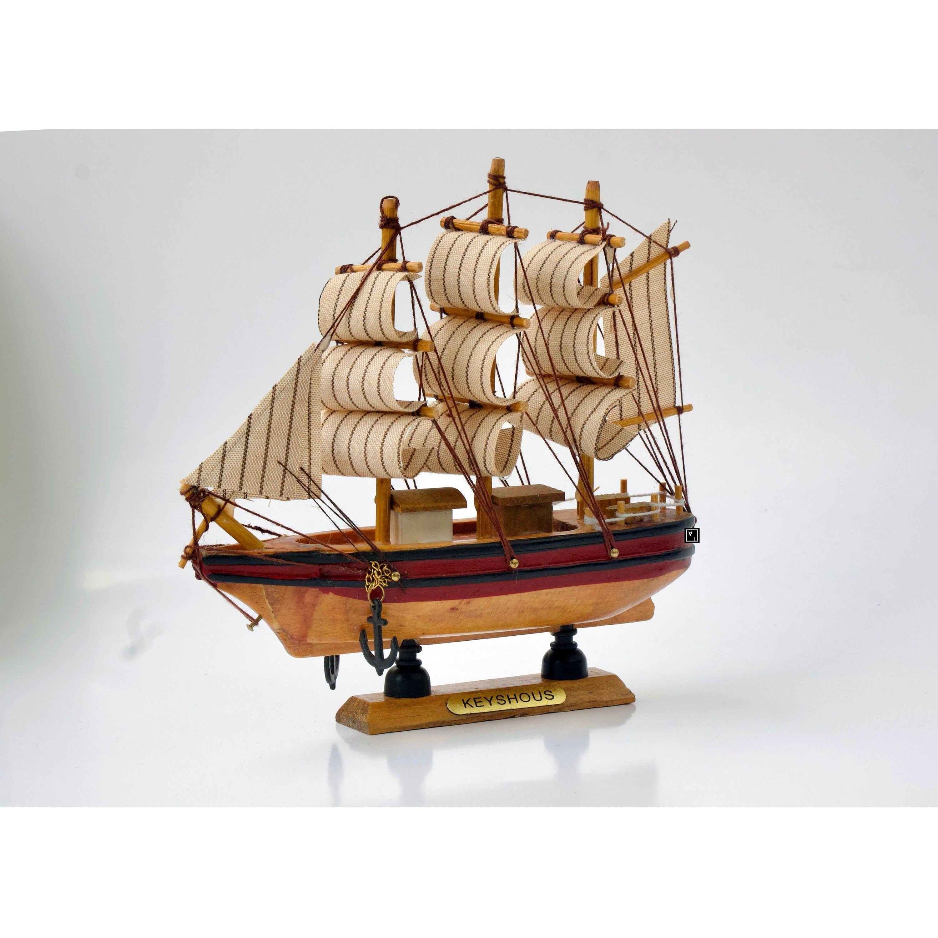 Vintage Sailing Ship Model | Handcrafted Wood Decor