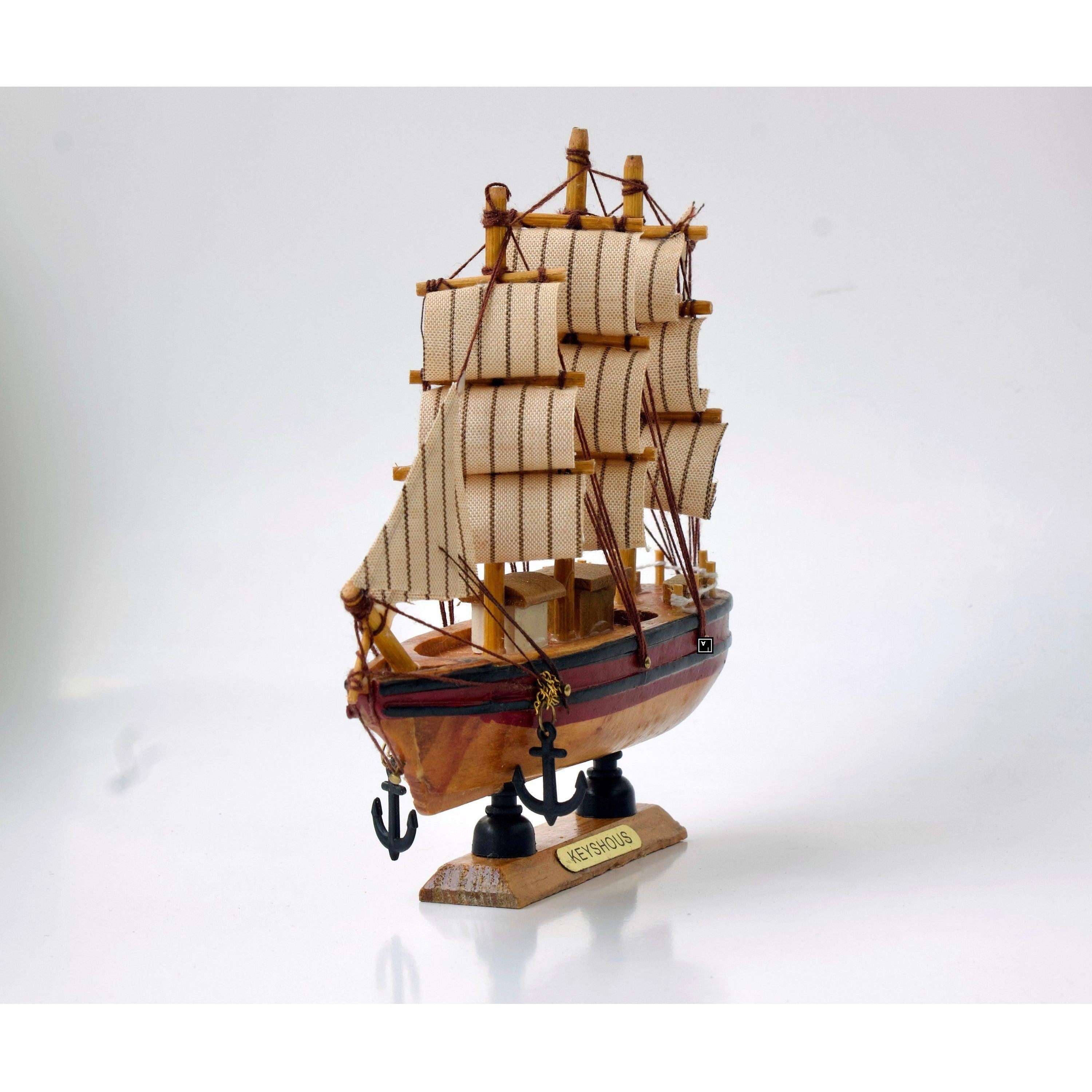 Vintage Sailing Ship Model | Handcrafted Wood Decor