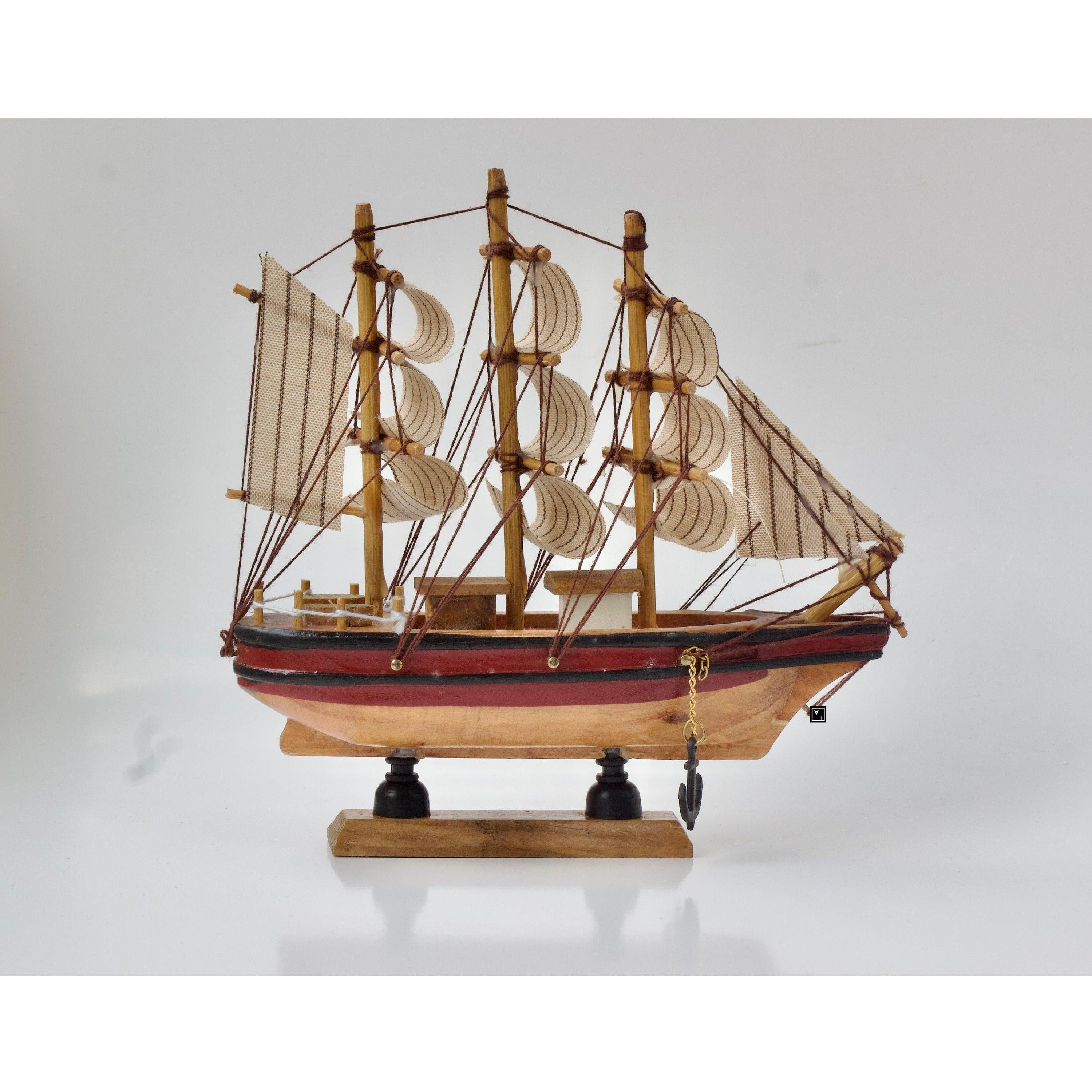 Vintage Sailing Ship Model | Handcrafted Wood Decor