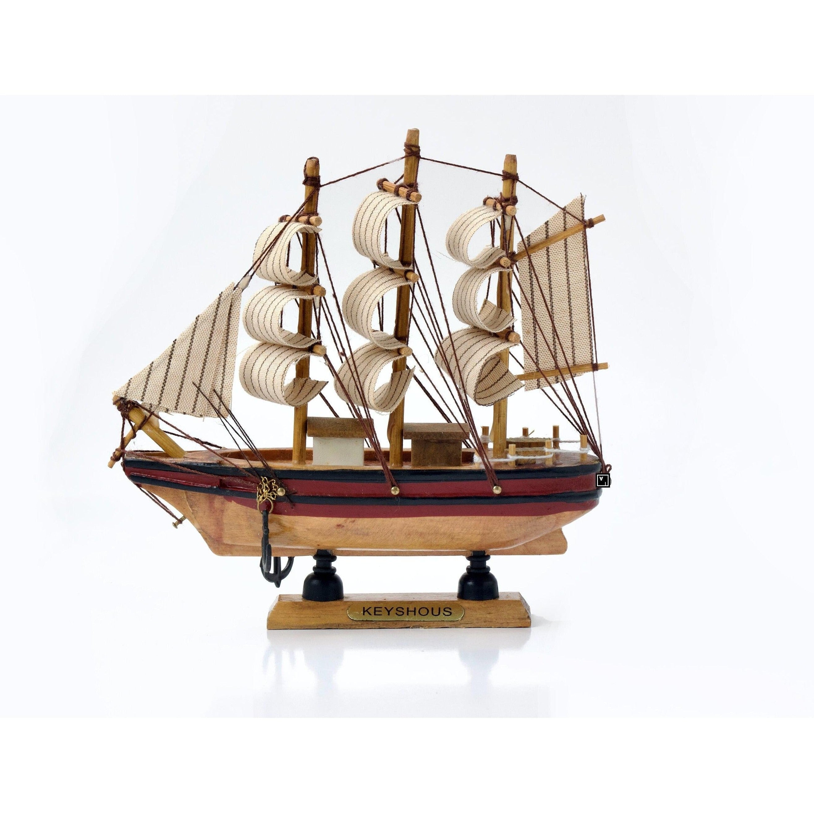 Vintage Sailing Ship Model | Handcrafted Wood Decor