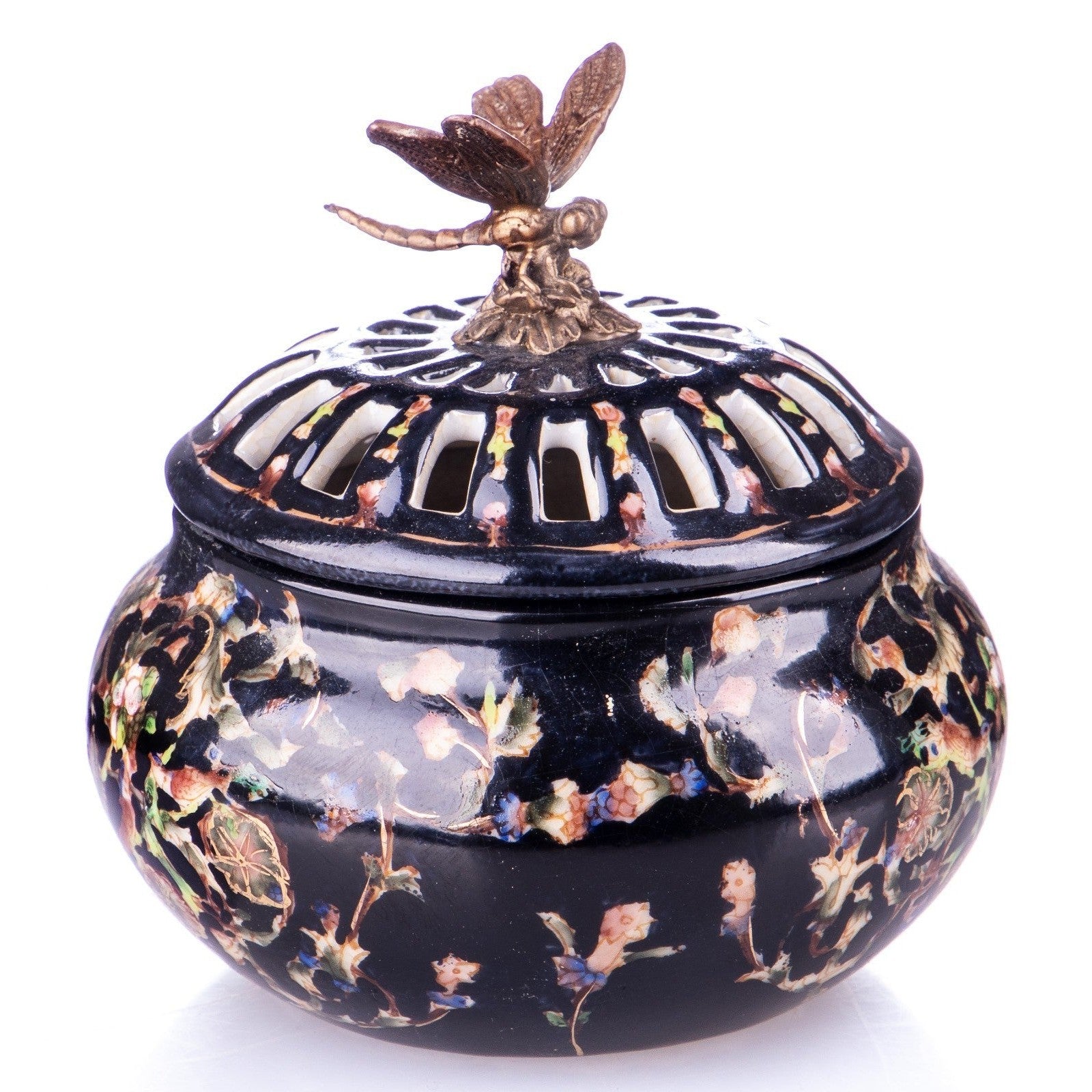 Dragonfly Floral Trinket Bowl | Handcrafted Ceramic Decor