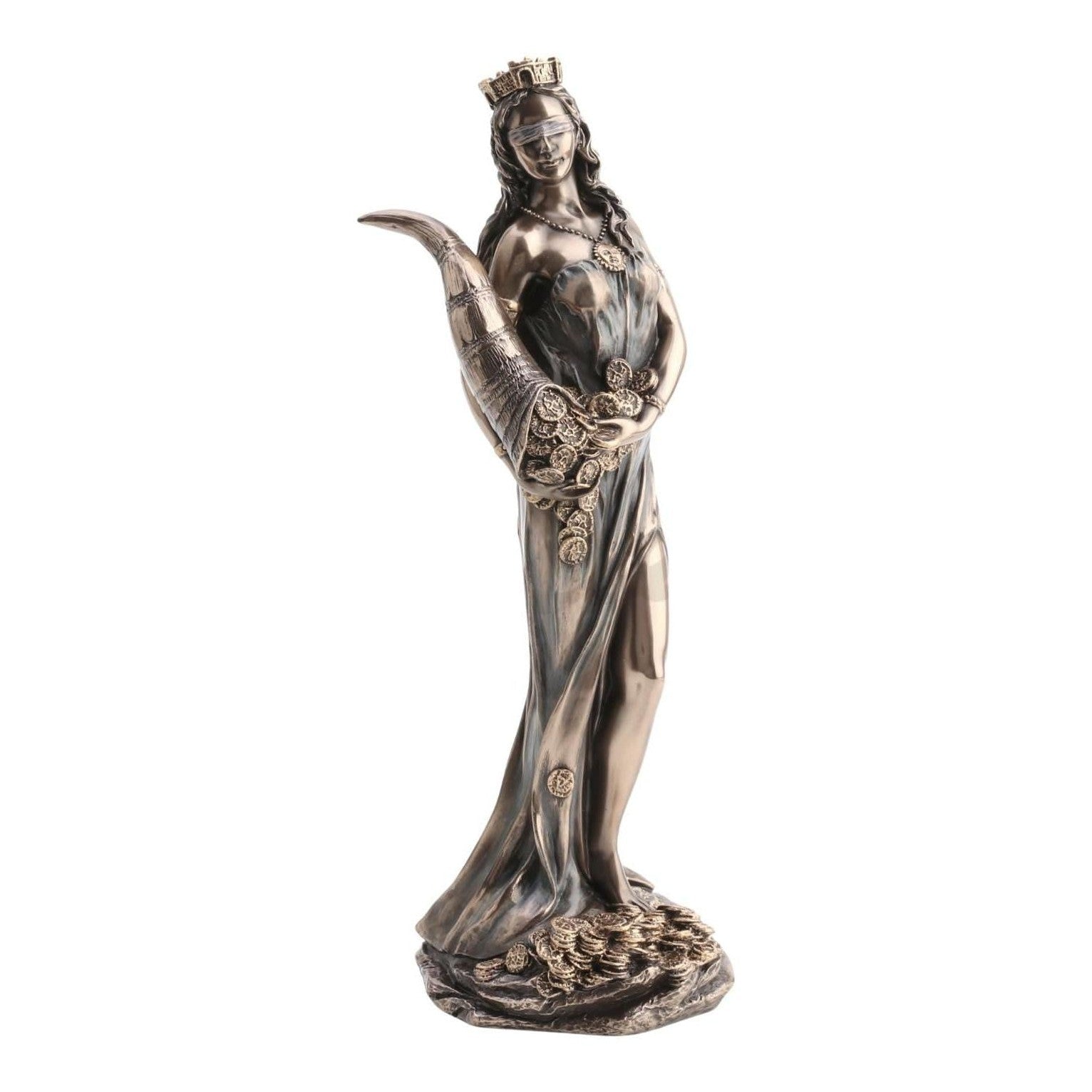 Crowned Goddess Cornucopia | Handcrafted Bronze Decor