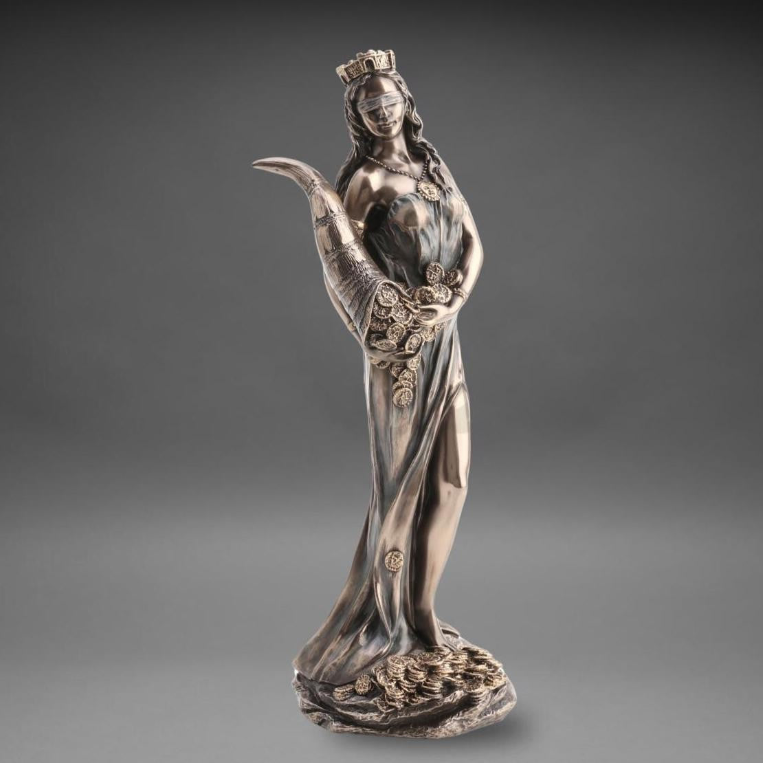 Crowned Goddess Cornucopia | Handcrafted Bronze Decor