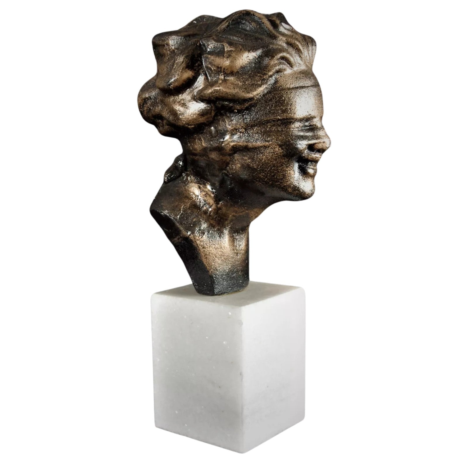 Blindfolded Woman Bust | Handcrafted Bronze Decor