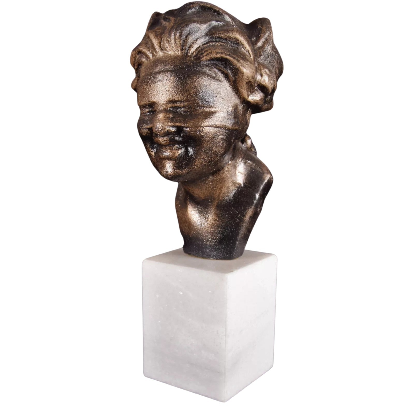 Blindfolded Woman Bust | Handcrafted Bronze Decor