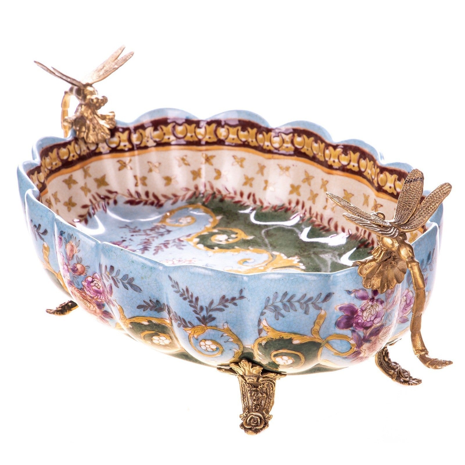 Floral Porcelain Footed Bowl | Handcrafted Porcelain Decor