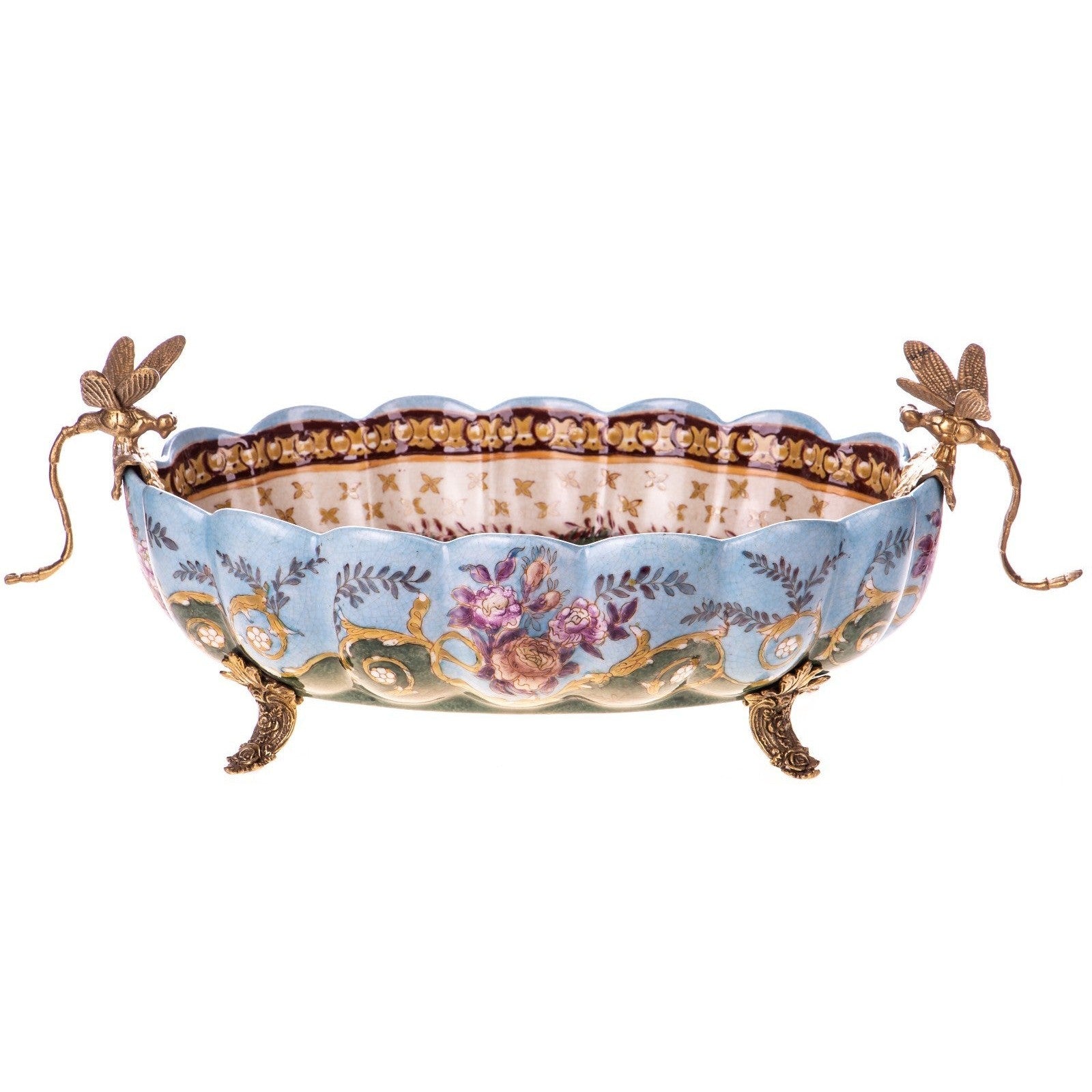 Floral Porcelain Footed Bowl | Handcrafted Porcelain Decor