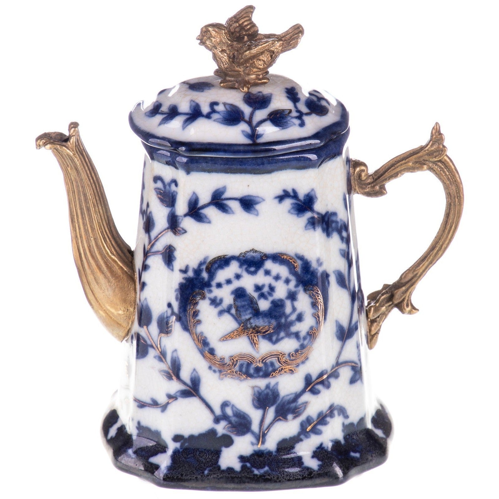 Blue Bird Porcelain Teapot | Handcrafted Porcelain Decor