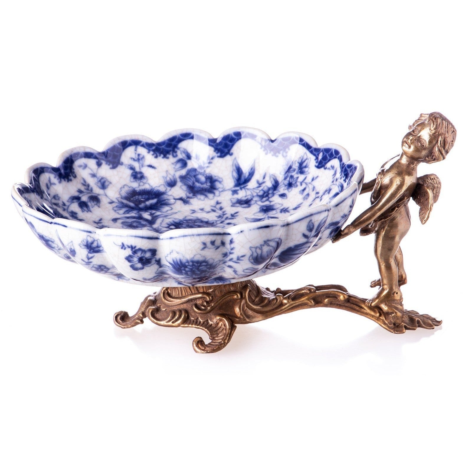 Cherub Floral Bowl | Handcrafted Bronze Decor | Unique Home Accent