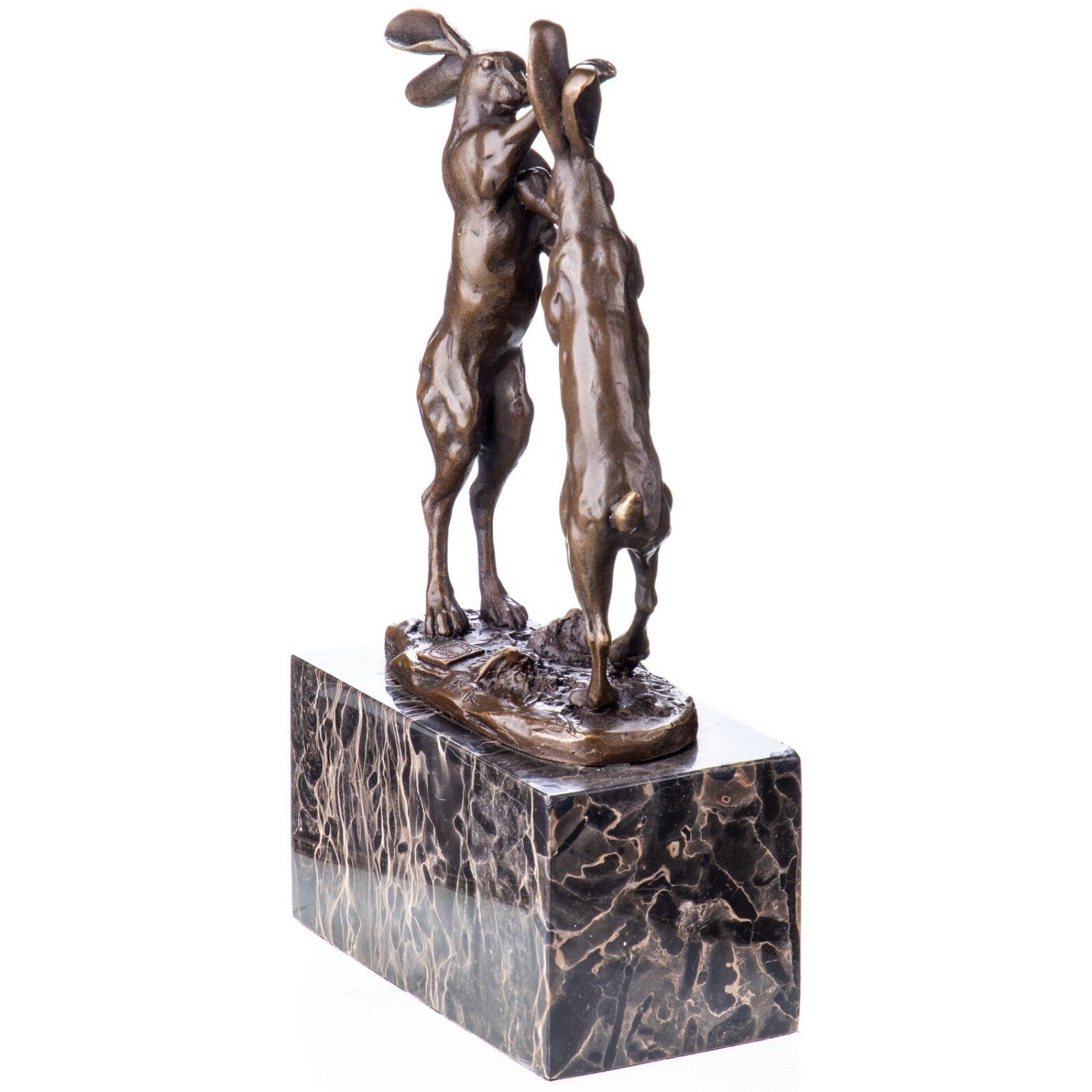 Dancing Hare Pair Sculpture | Handcrafted Bronze Decor