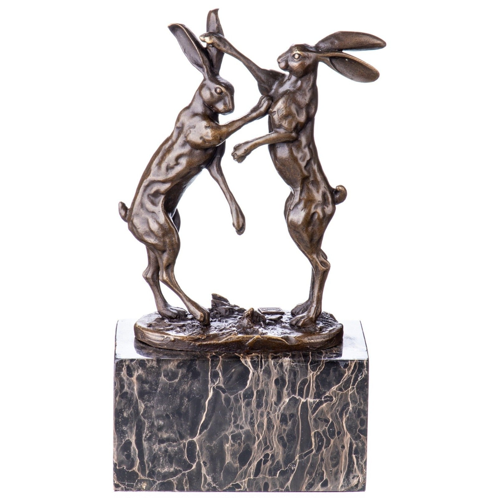 Dancing Hare Pair Sculpture | Handcrafted Bronze Decor