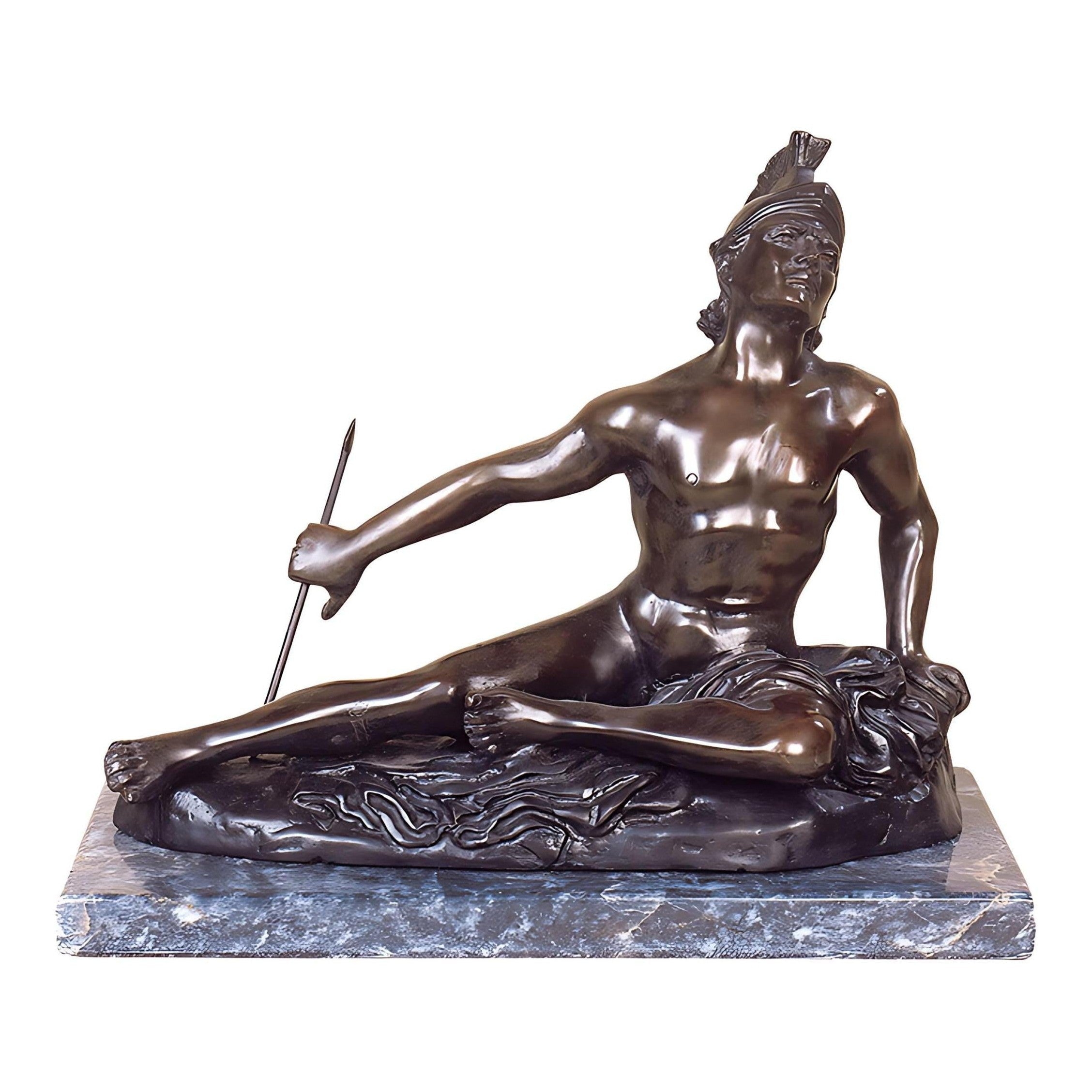 Seated Greek Warrior Statue | Handcrafted Bronze Decor