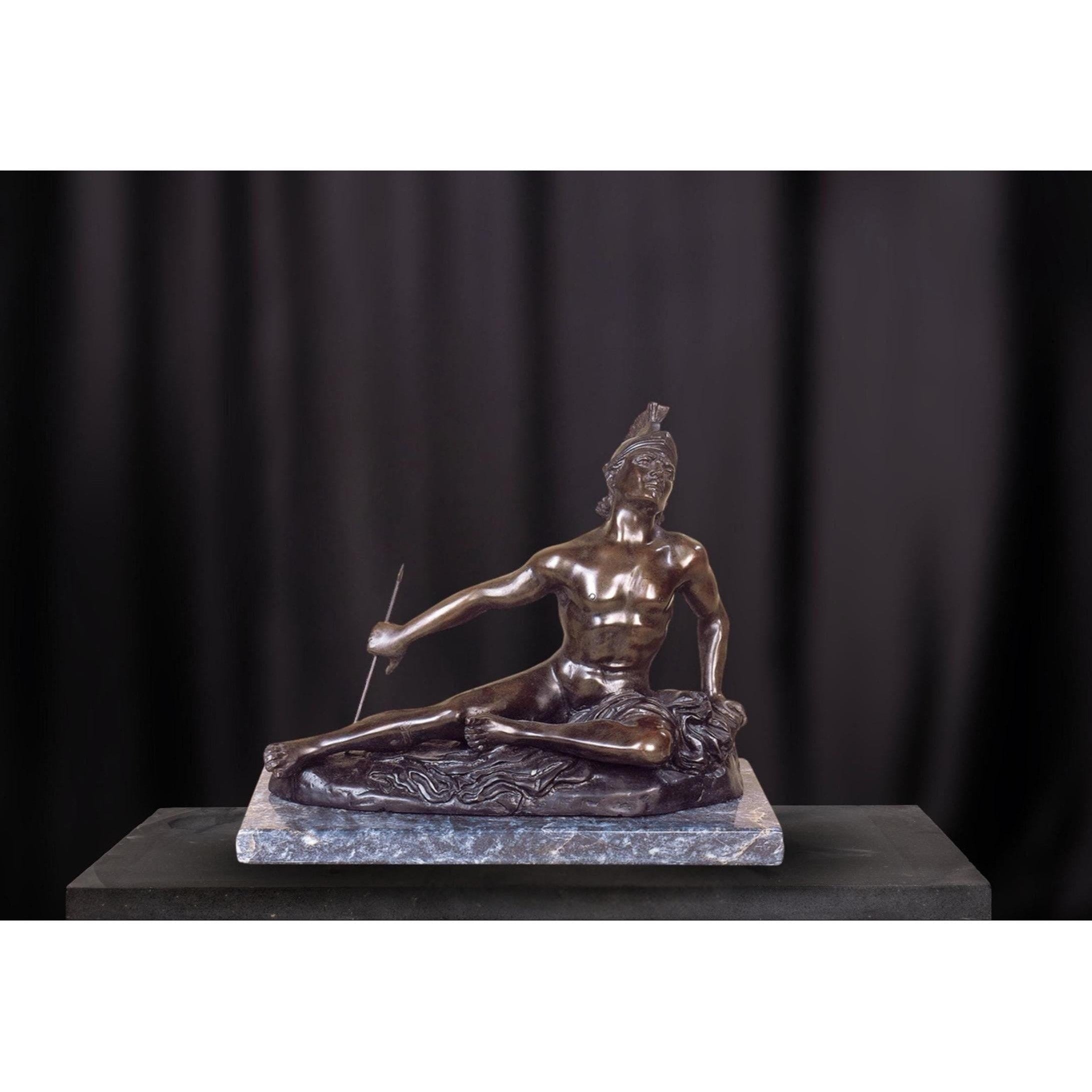 Seated Greek Warrior Statue | Handcrafted Bronze Decor
