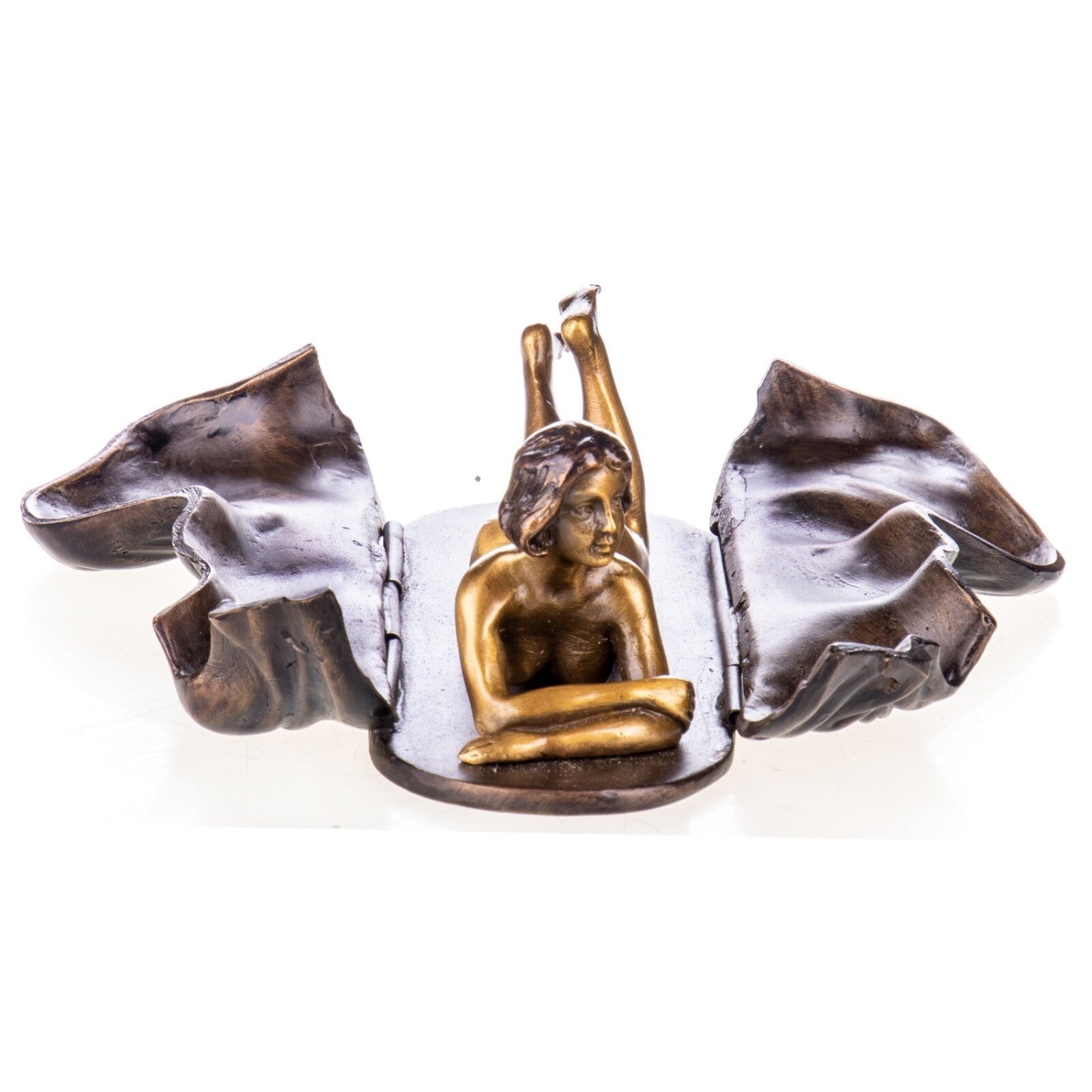 Reclining Woman Leaf Sculpture | Handcrafted Bronze Decor