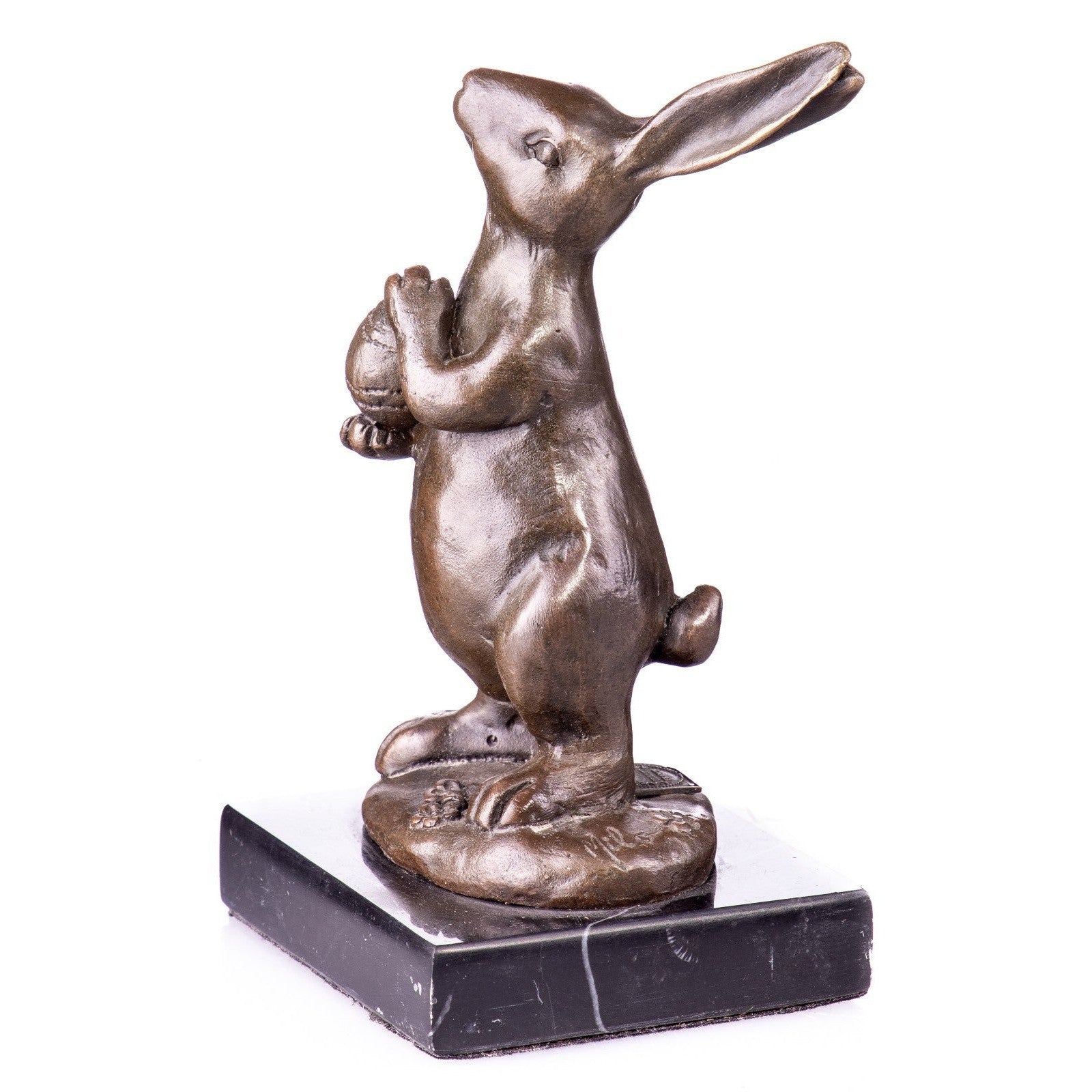 Rabbit Holding Egg Statue | Handcrafted Bronze Decor