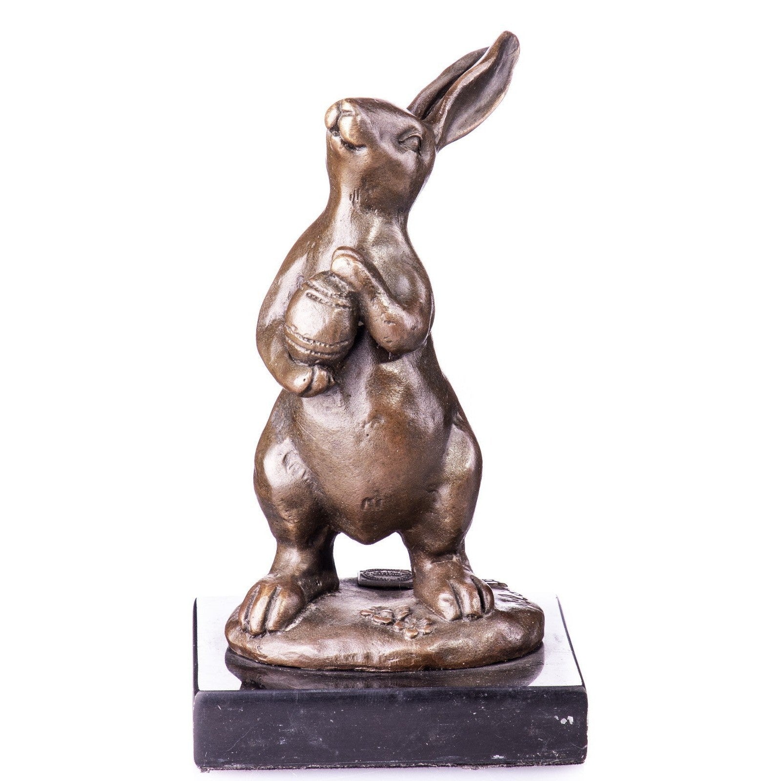 Rabbit Holding Egg Statue | Handcrafted Bronze Decor