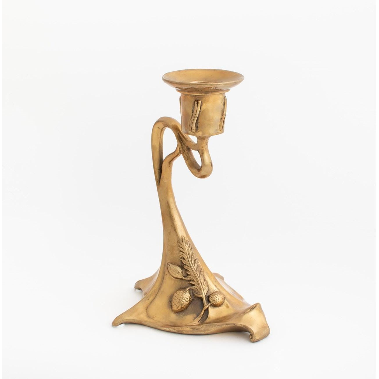 Art Nouveau Candle Holder Pair | Handcrafted Bronze Decor