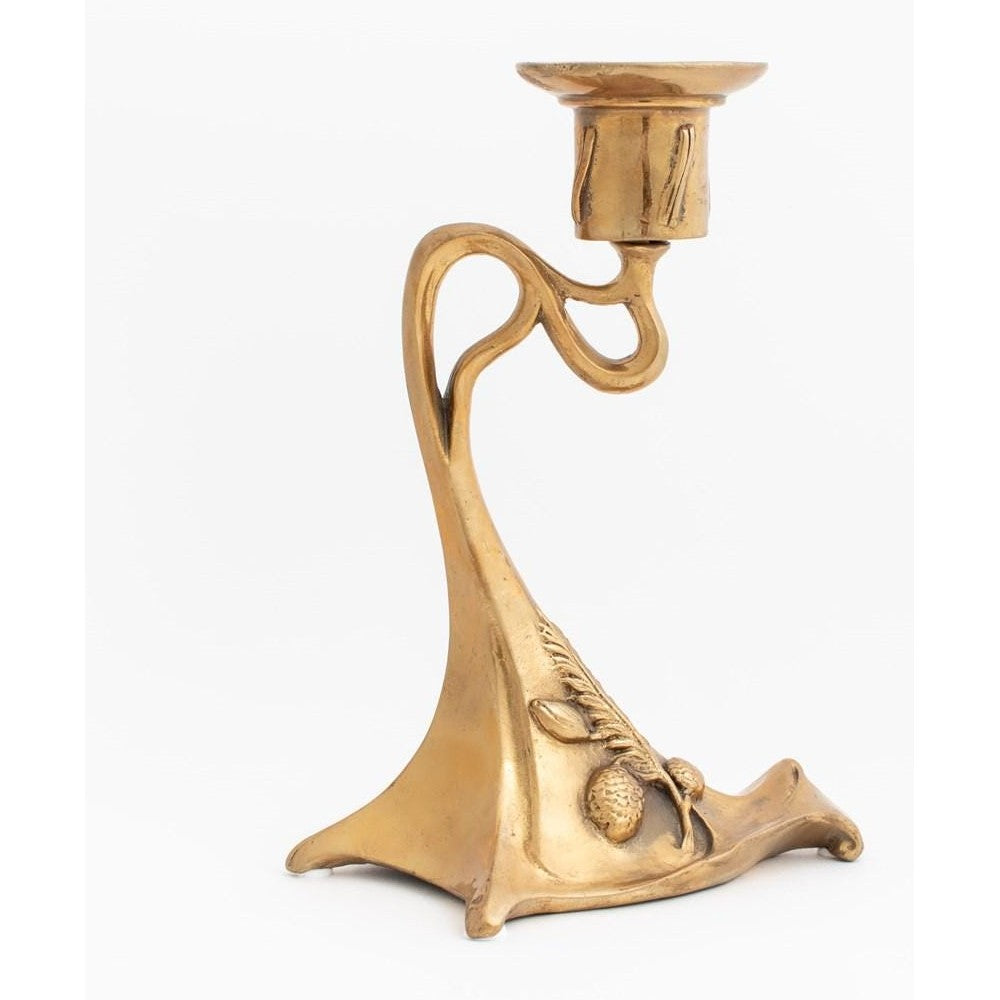 Art Nouveau Candle Holder Pair | Handcrafted Bronze Decor