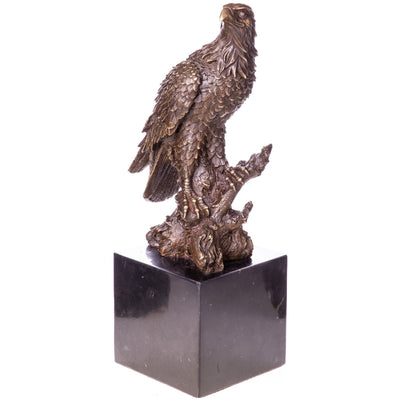 Eagle Perched Statue | Handcrafted Bronze Decor | Unique Home Accent