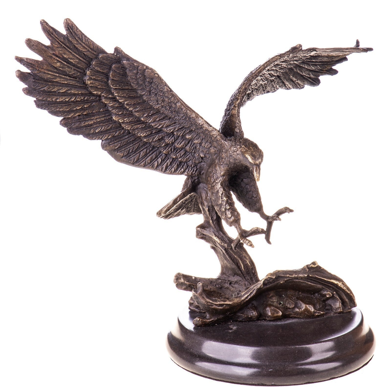 Eagle Landing Sculpture | Handcrafted Bronze Decor