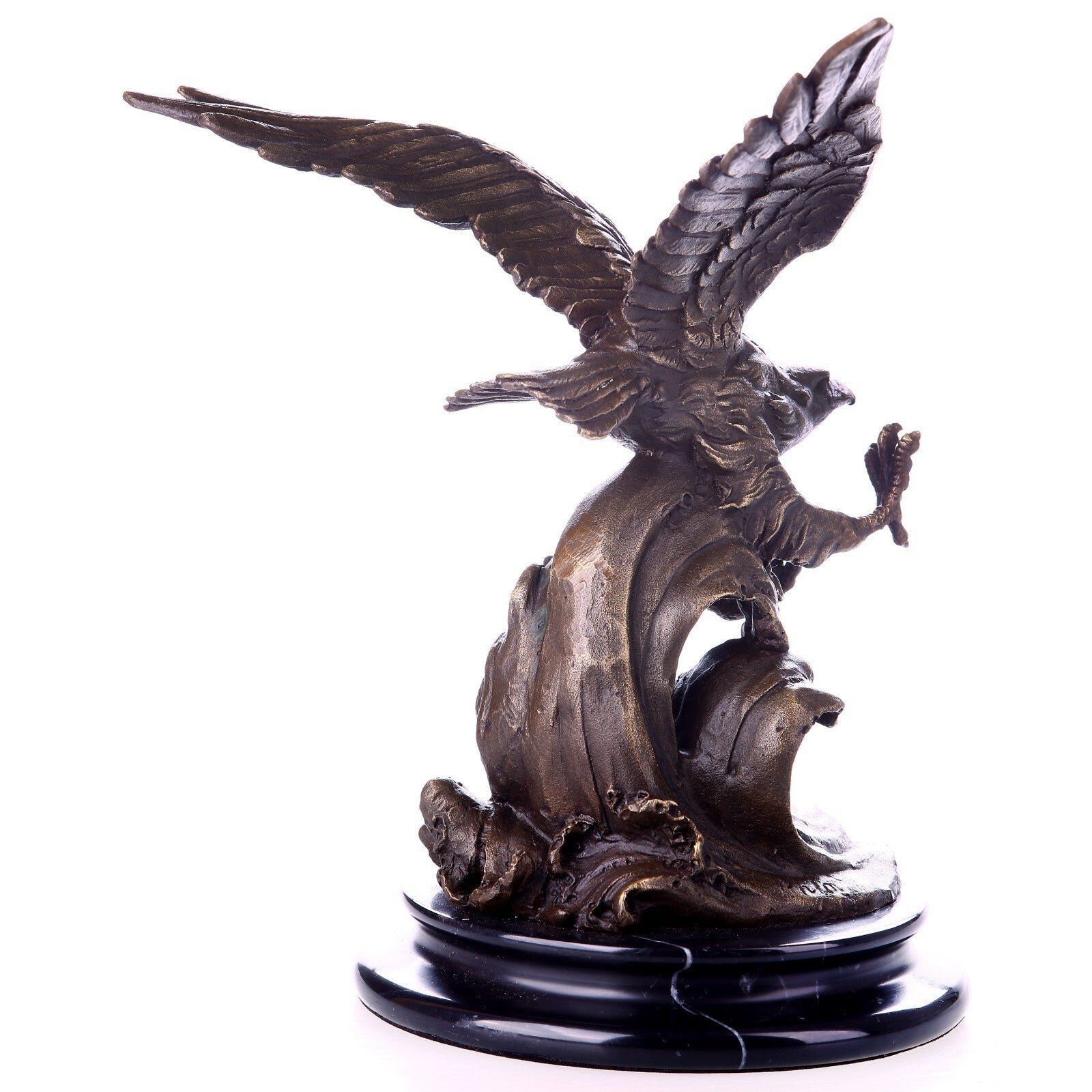 Flying Eagle Wave Sculpture | Handcrafted Bronze Decor