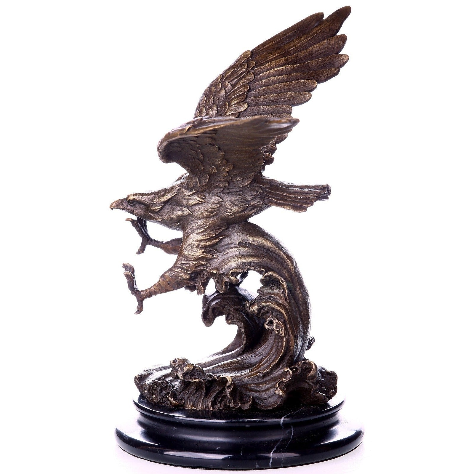 Flying Eagle Wave Sculpture | Handcrafted Bronze Decor