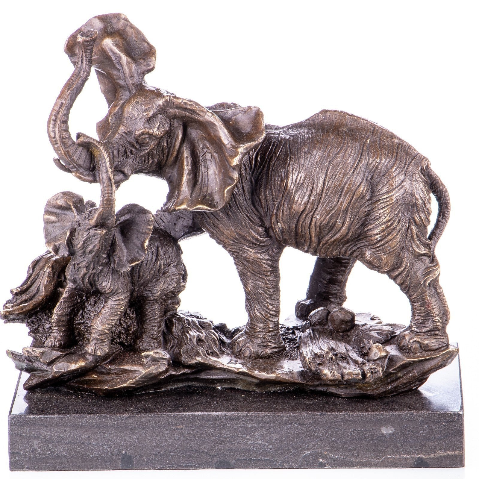 Elephant Family Sculpture | Handcrafted Bronze Decor