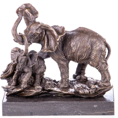 Elephant Family Sculpture | Handcrafted Bronze Decor