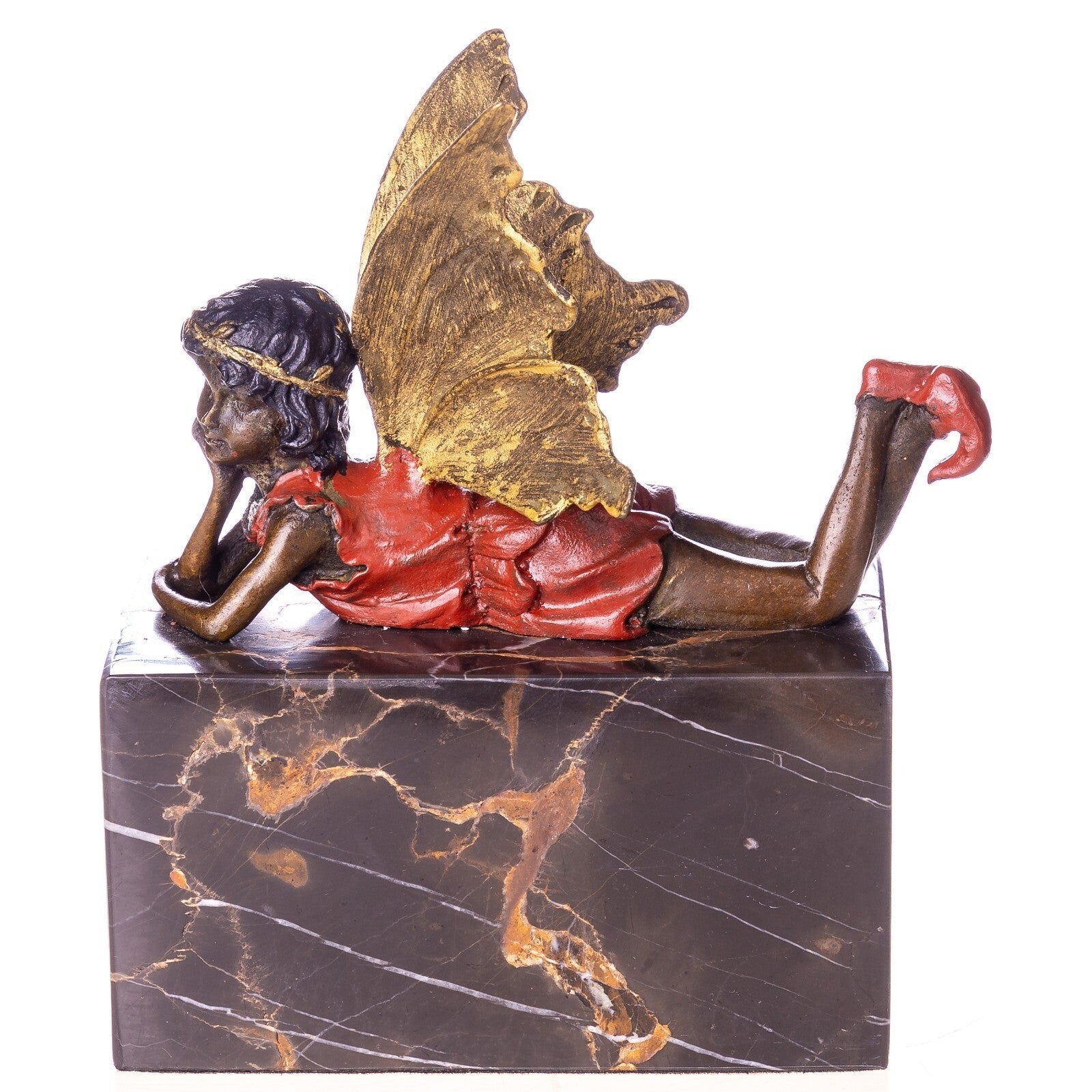 Reclining Winged Fairy Sculpture | Handcrafted Bronze Decor
