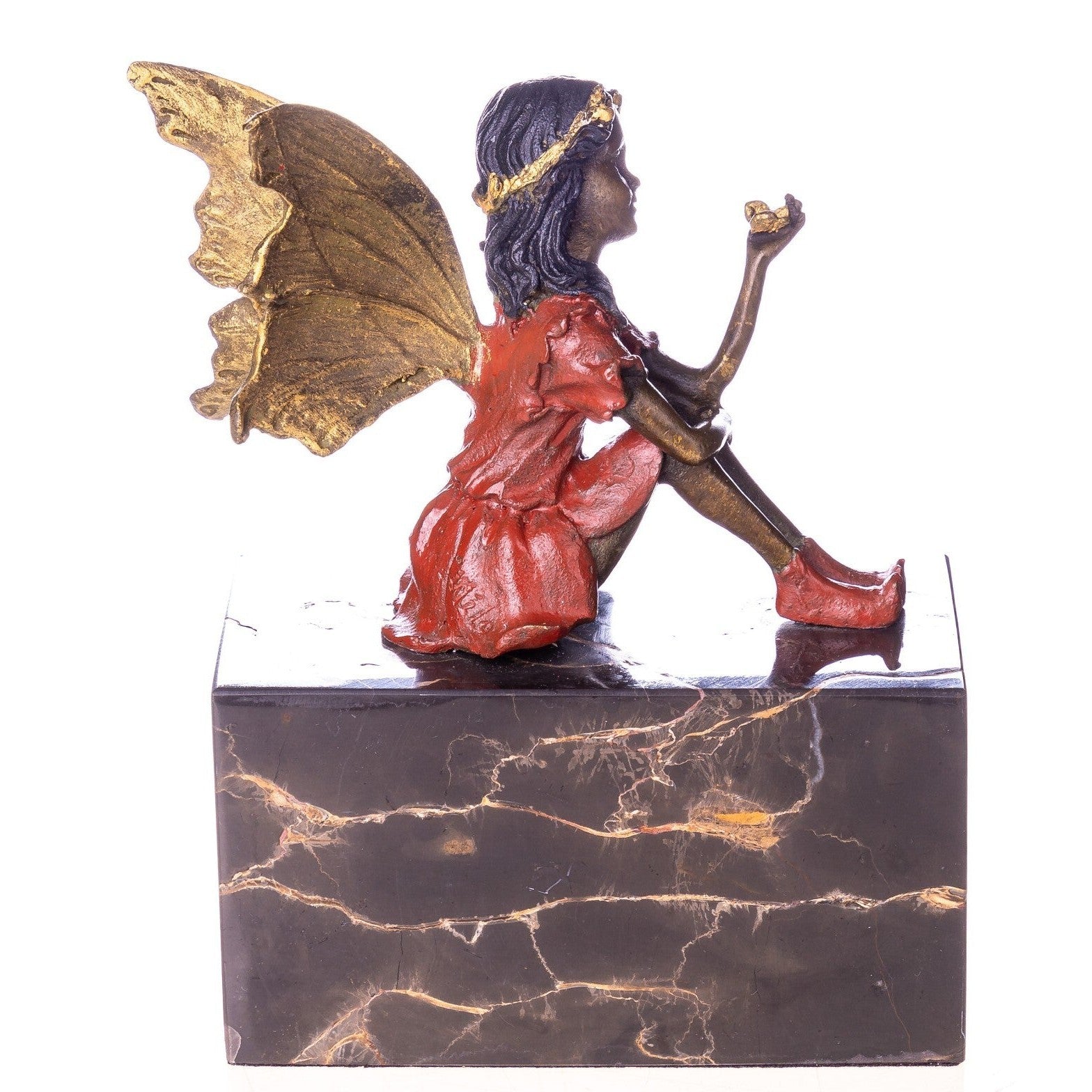 Kneeling Fairy Figurine | Handcrafted Bronze Decor
