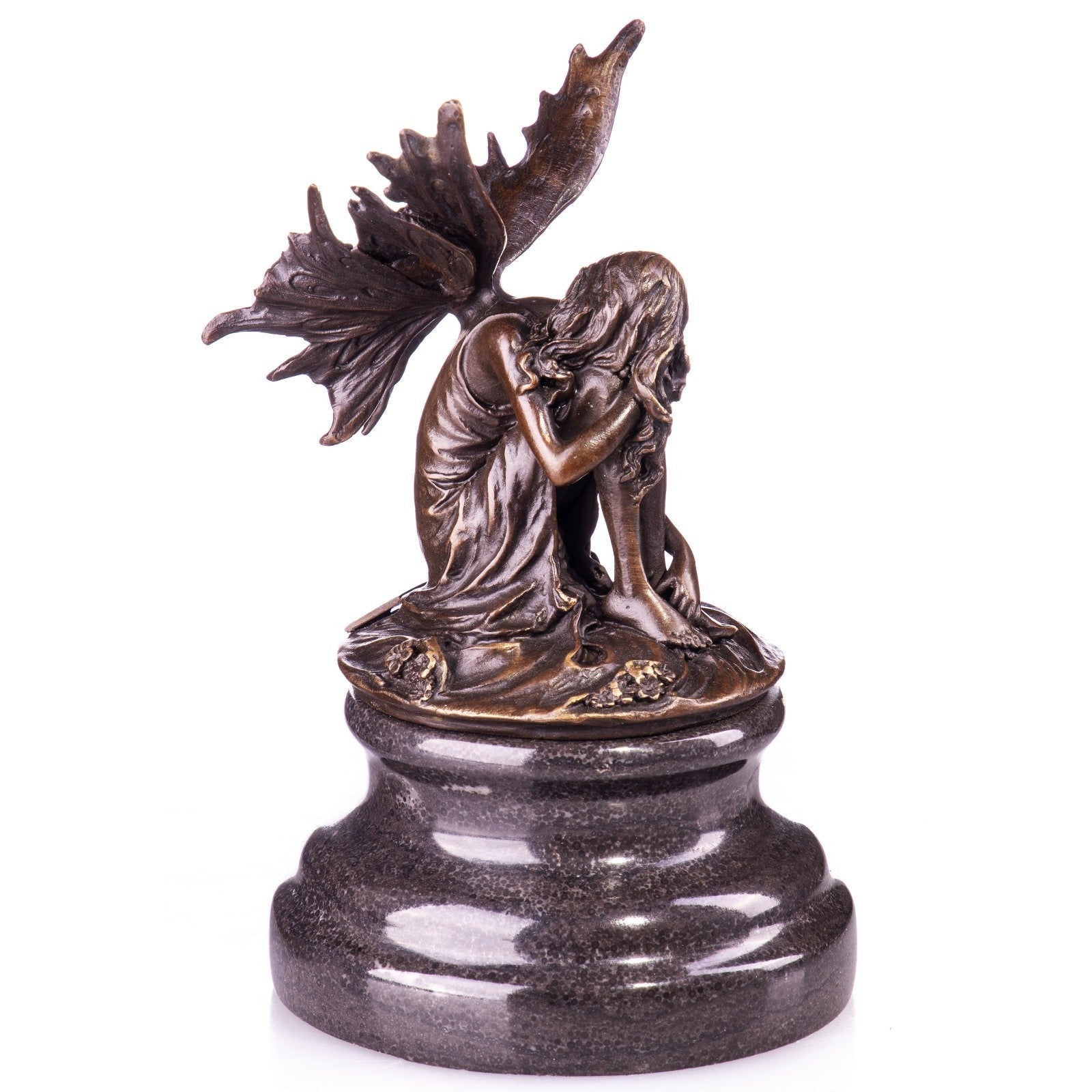 Kneeling Fairy Sculpture | Handcrafted Bronze Decor