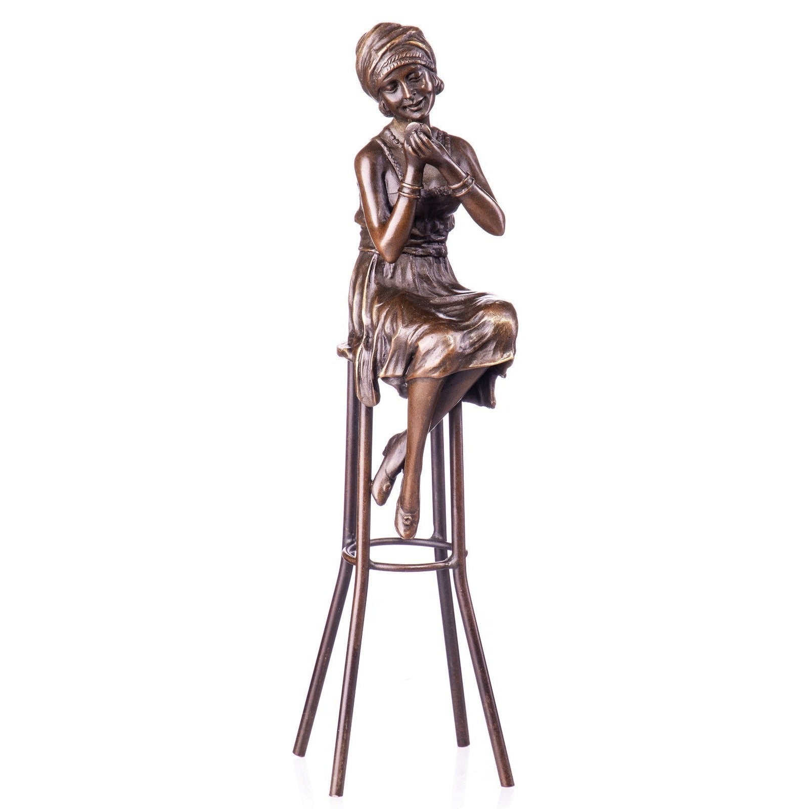 Seated Woman Figurine | Handcrafted Bronze Decor