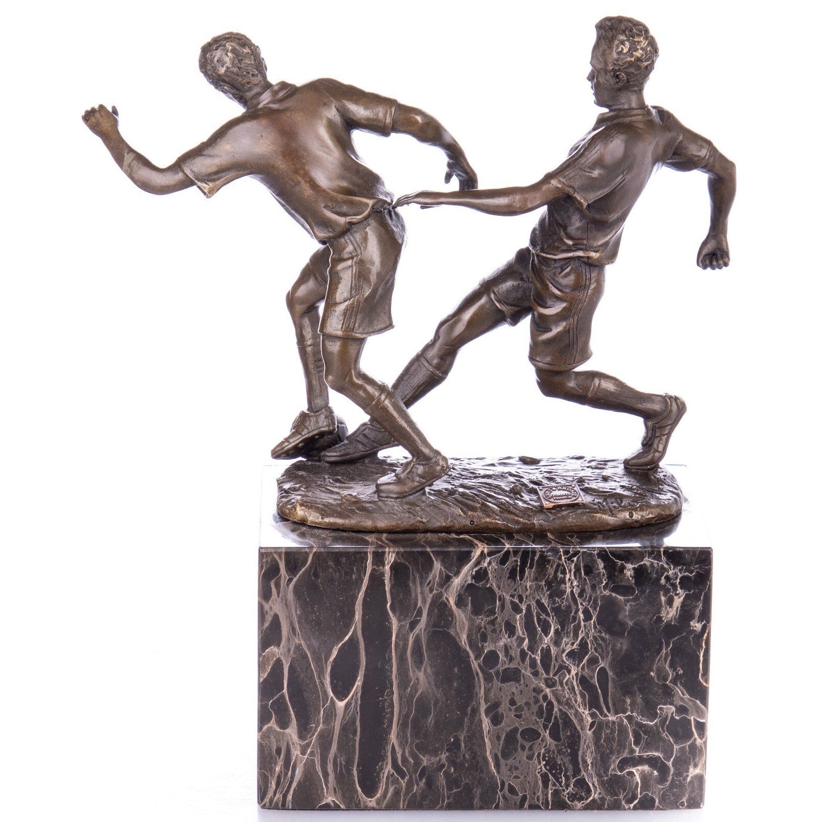 Soccer Players Statue | Handcrafted Bronze Decor