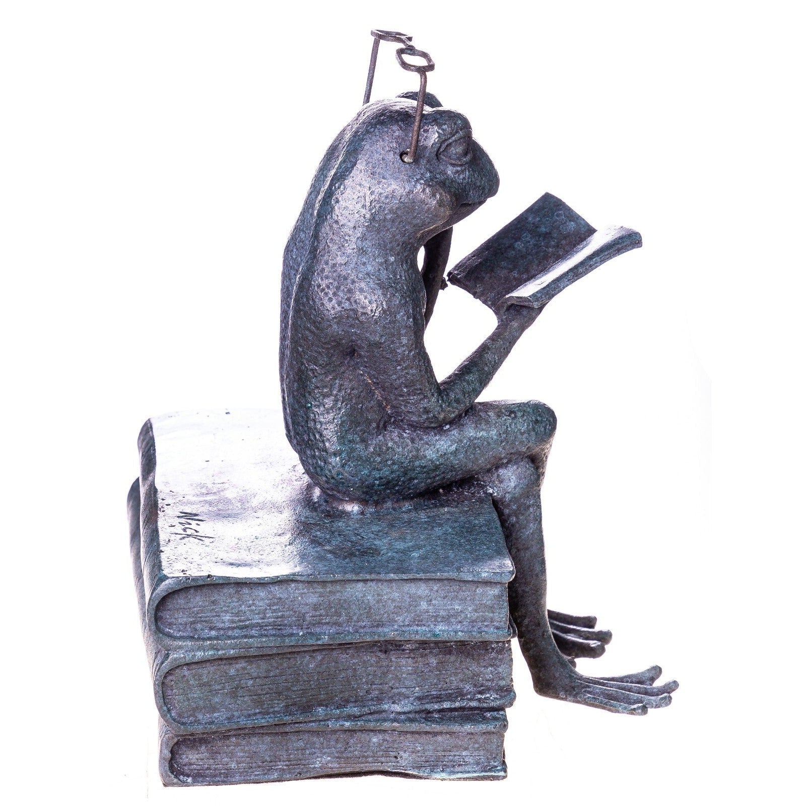 Reading Frog Statue | Handcrafted Bronze Decor | Unique Home Accent