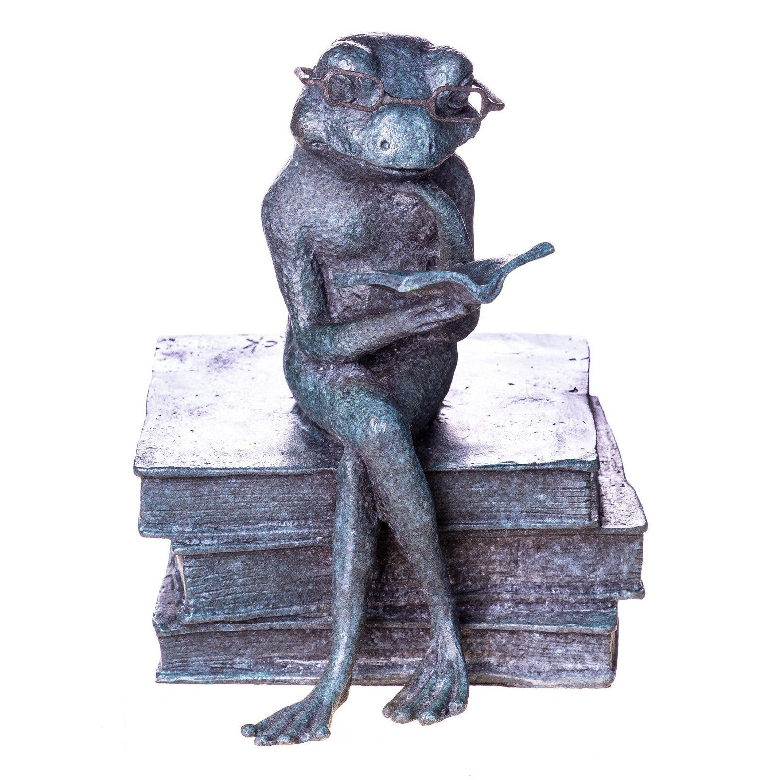 Reading Frog Statue | Handcrafted Bronze Decor | Unique Home Accent