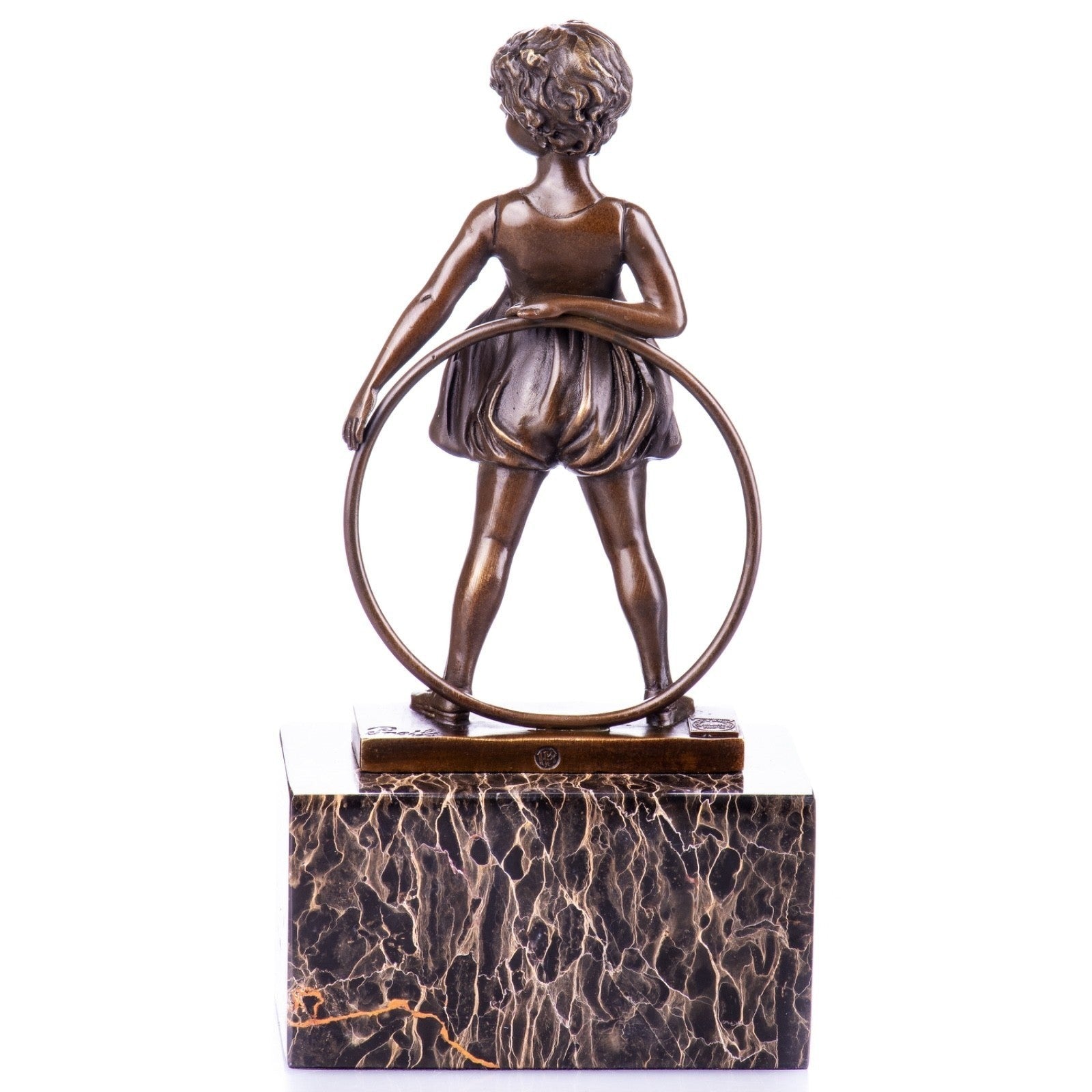Child Hula Hoop Figurine | Handcrafted Bronze Decor