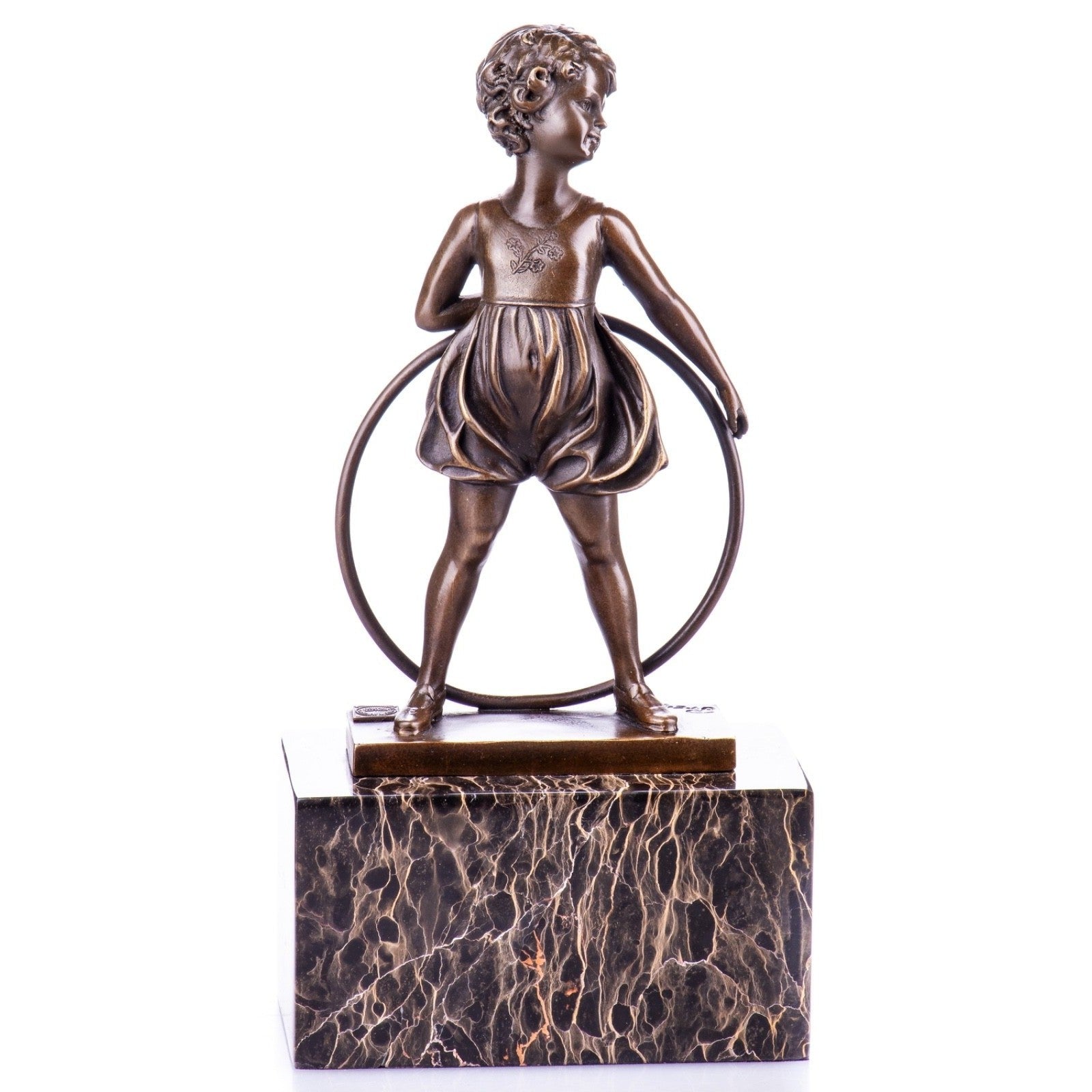 Child Hula Hoop Figurine | Handcrafted Bronze Decor