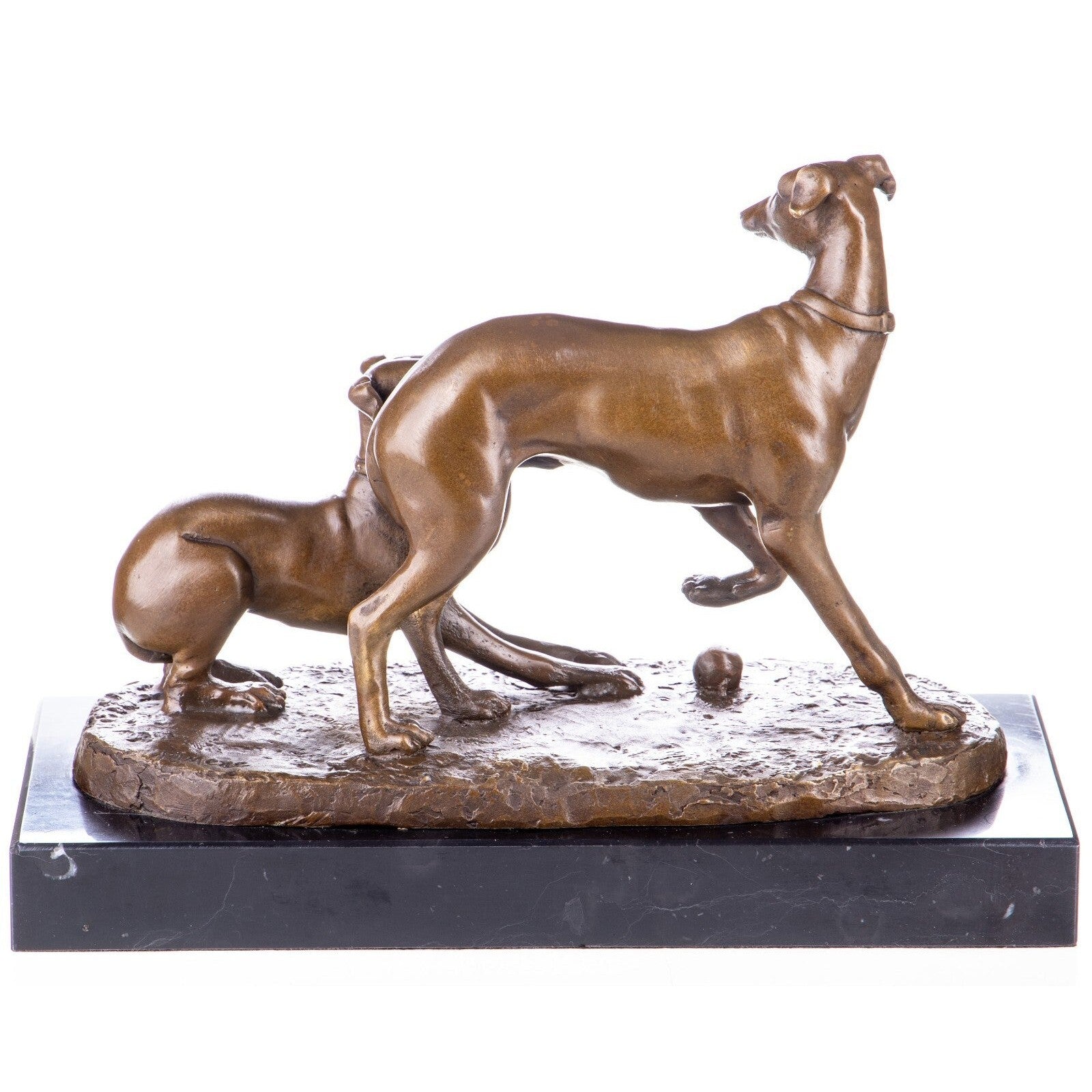 Greyhound Pair Sculpture | Handcrafted Bronze Decor