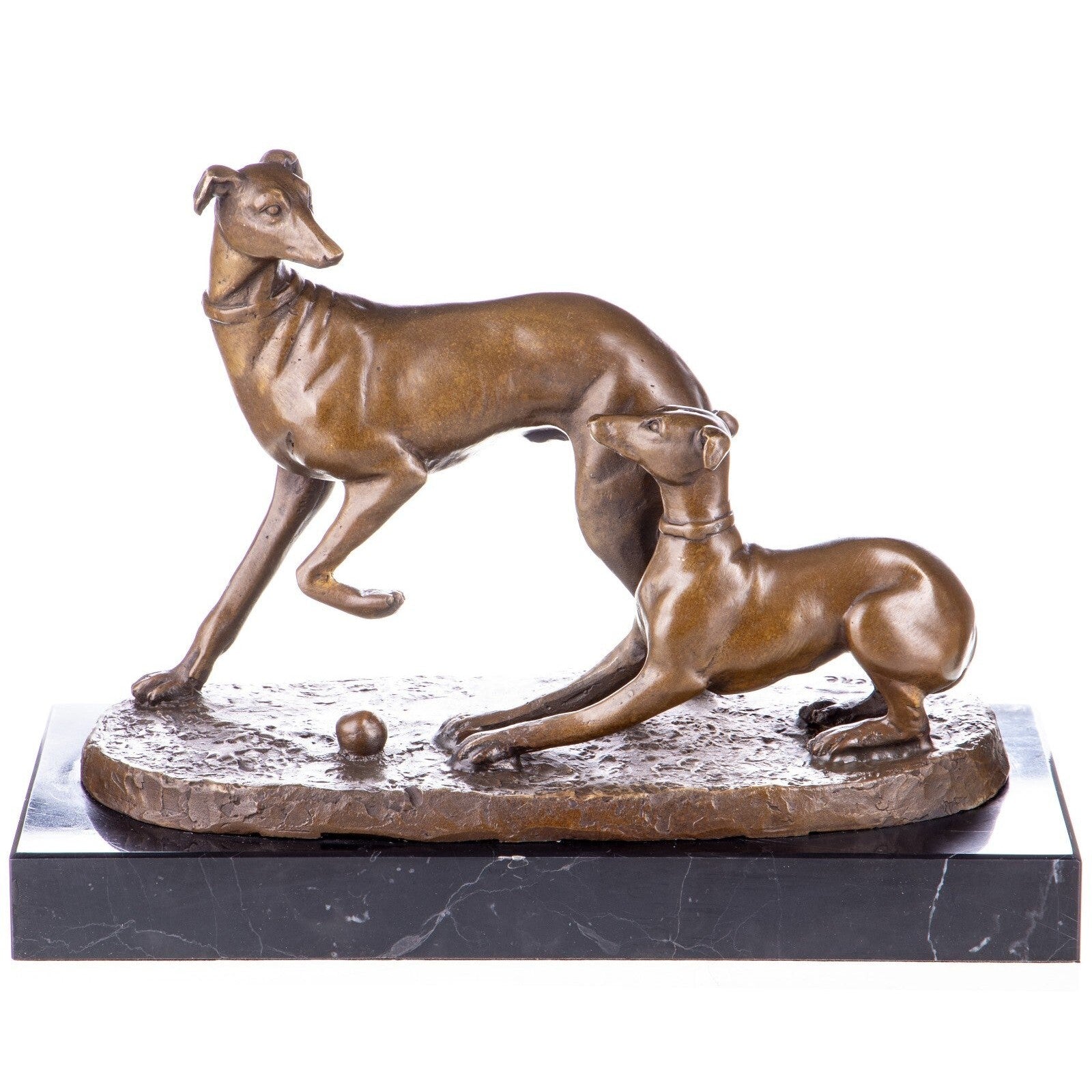 Greyhound Pair Sculpture | Handcrafted Bronze Decor