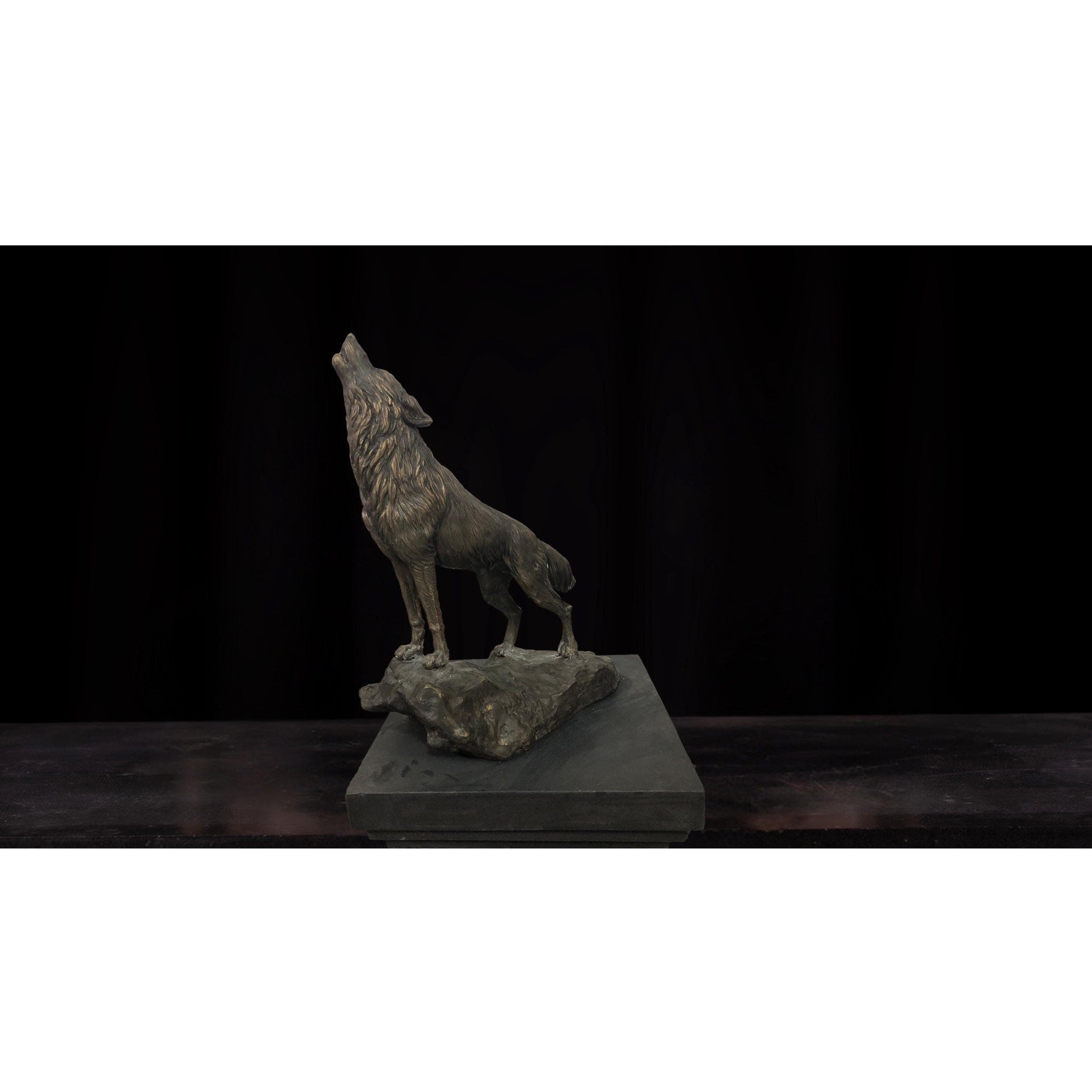 Bronze Howling Wolf | Animal Sculptures | Home Decor | Handcrafted