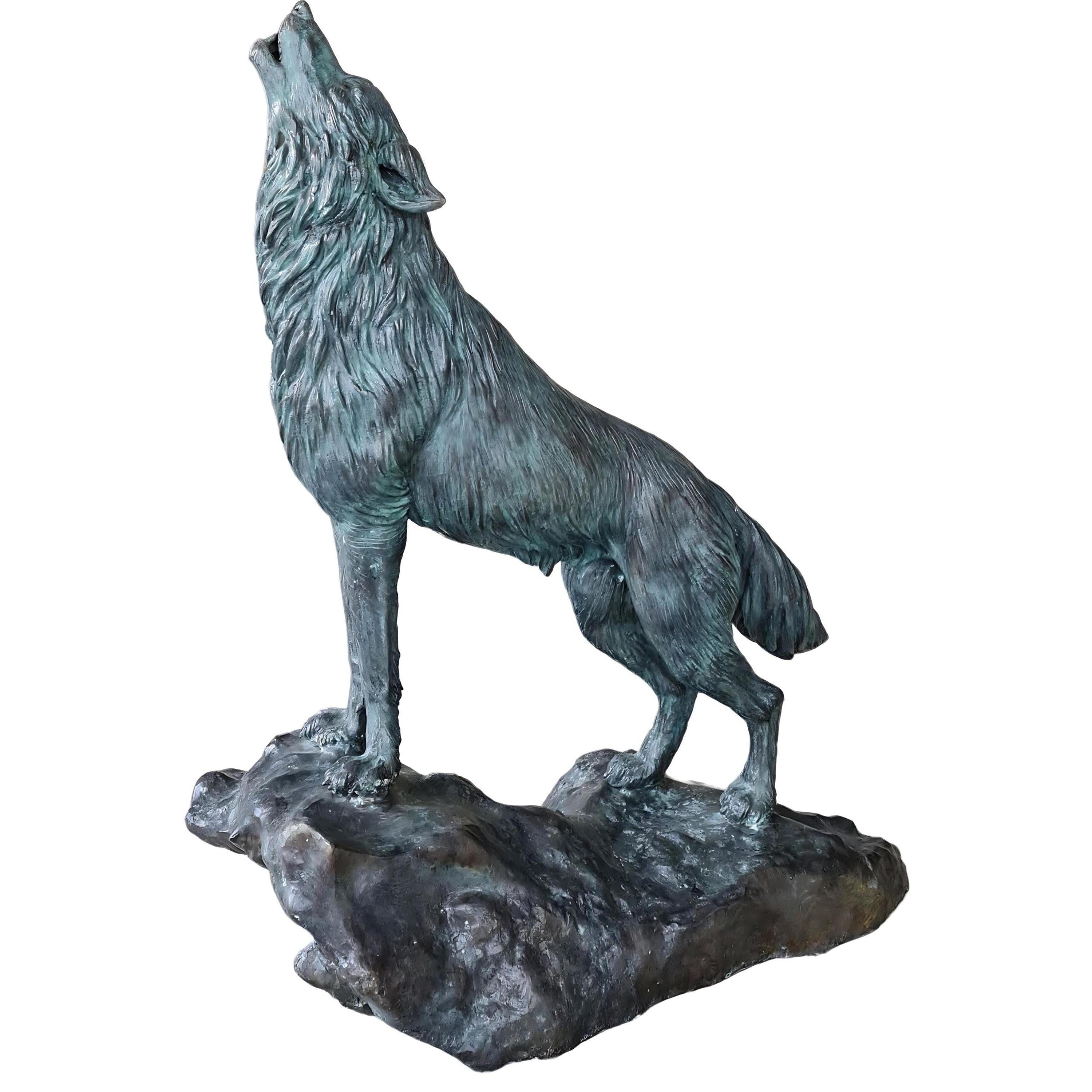 Bronze Howling Wolf | Animal Sculptures | Home Decor | Handcrafted