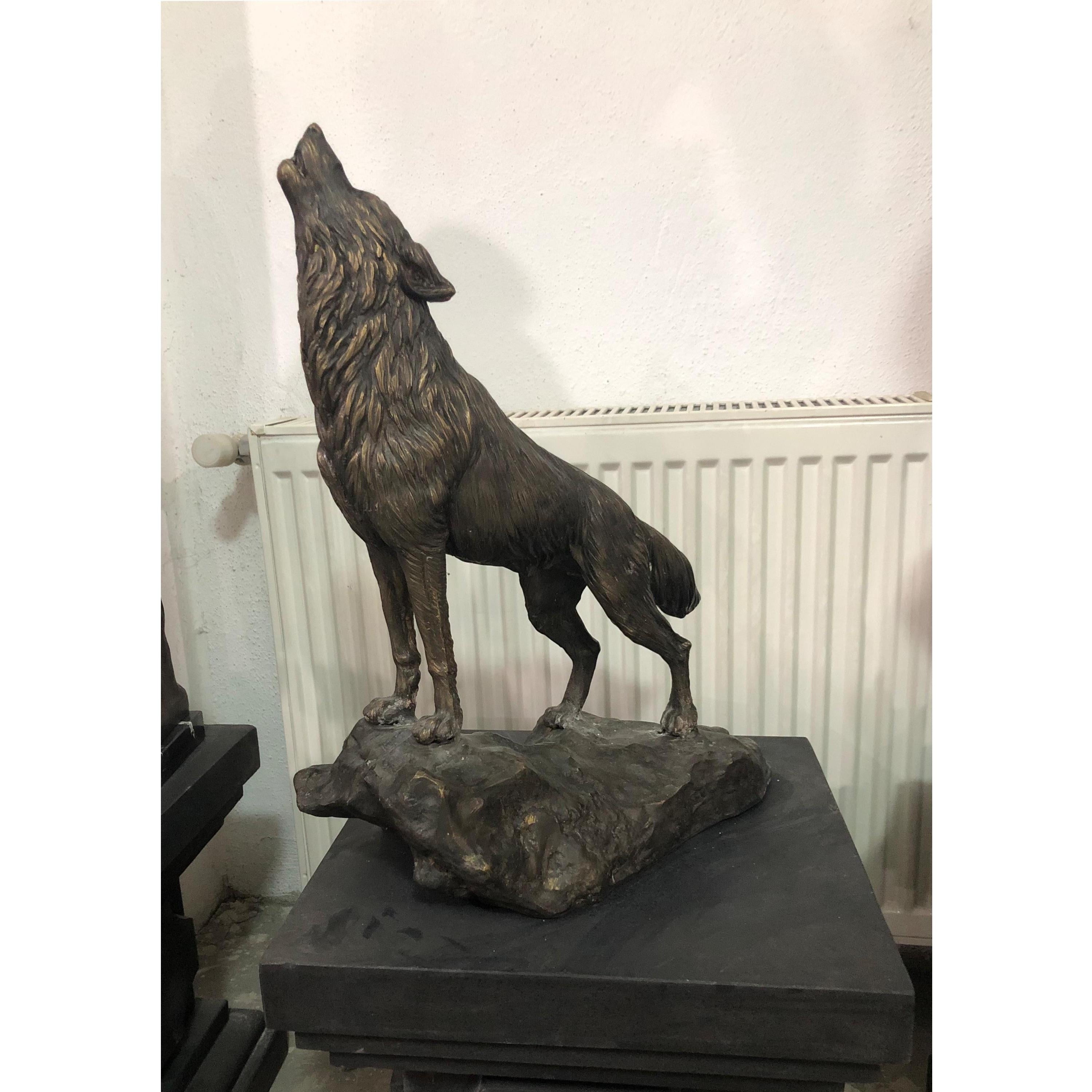 Bronze Howling Wolf | Animal Sculptures | Home Decor | Handcrafted