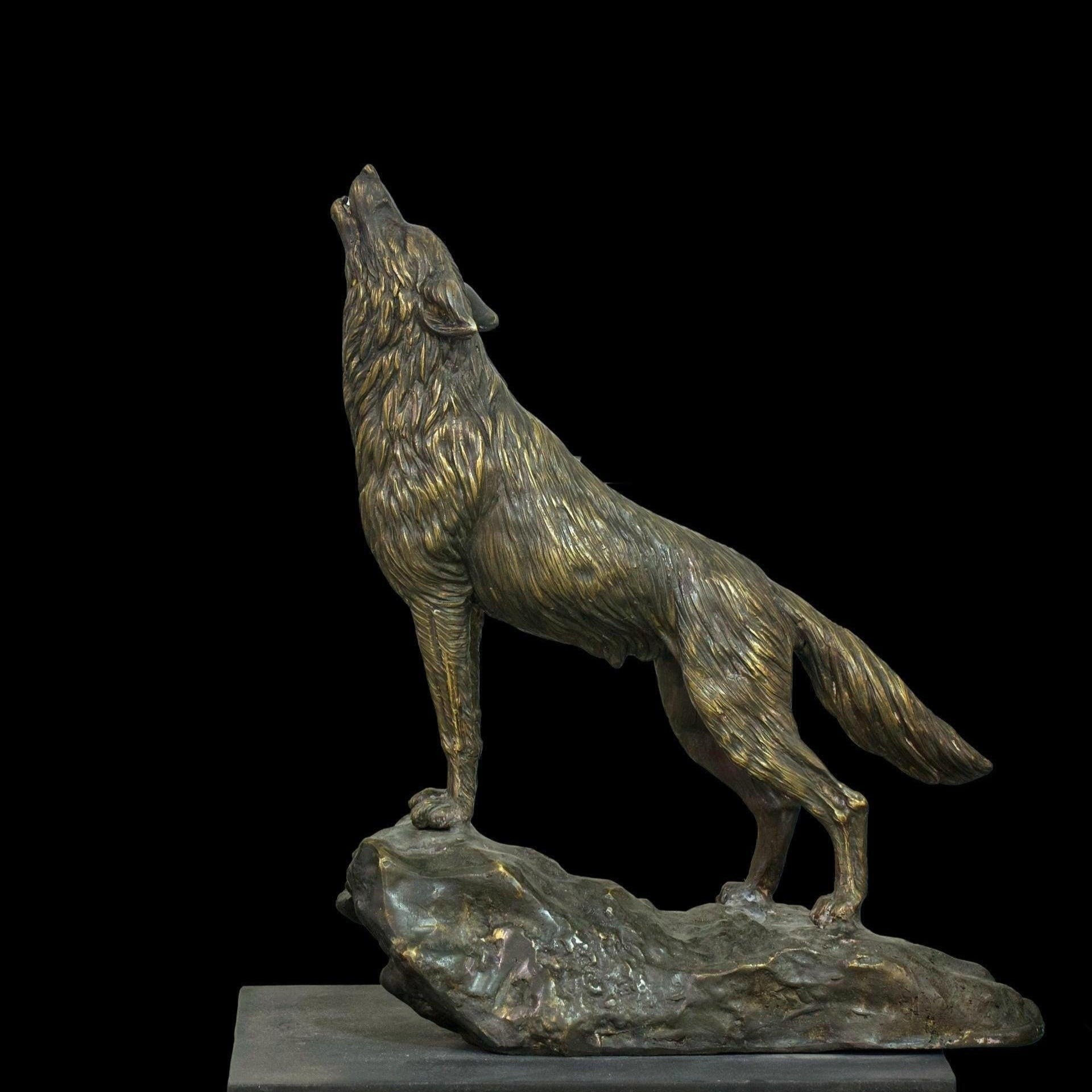 Bronze Howling Wolf | Animal Sculptures | Home Decor | Handcrafted