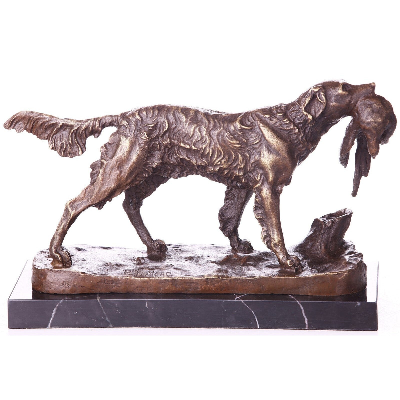 Bronze Hunting Dog with Game Sculpture | Animal Sculptures